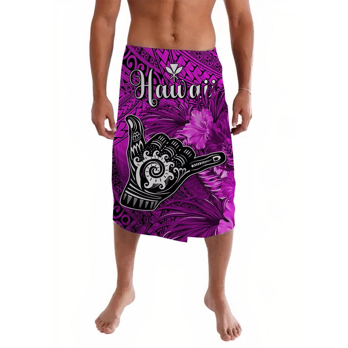 The Shaka Hawaii Lavalava Tropical Flowers Purple Version LT13 Purple - Polynesian Pride