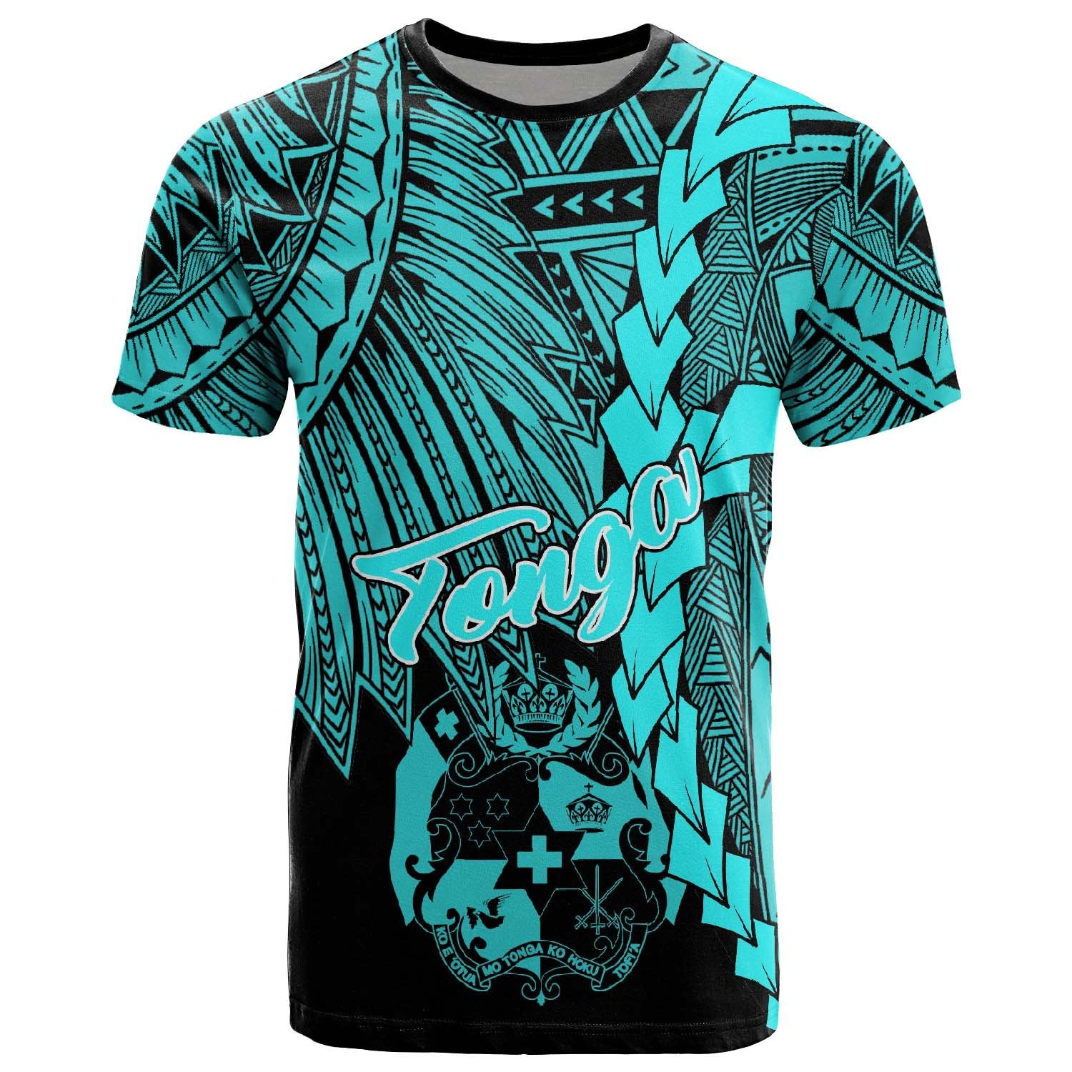 Tonga Polynesian T Shirt Tribal Wave Tattoo Neon Blue Unisex Neon Blue - Polynesian Pride