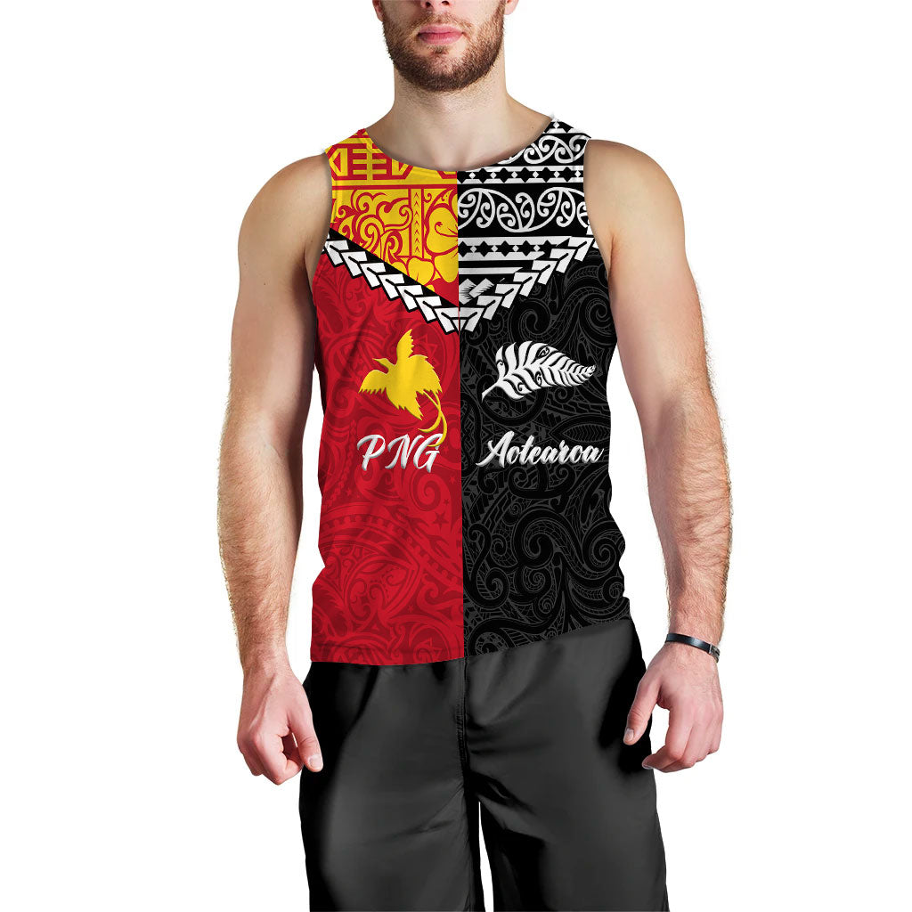 Papua New Guinea Combine New Zealand Maori Aotearoa Heritage Men Tank Top - LT12 - Polynesian Pride