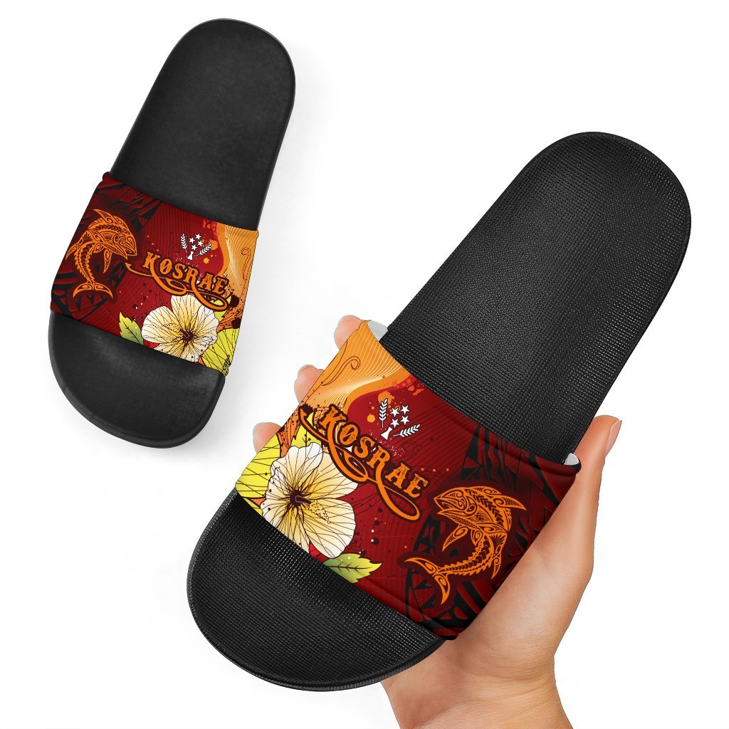 Kosrae Slide Sandals - Tribal Tuna Fish Black - Polynesian Pride