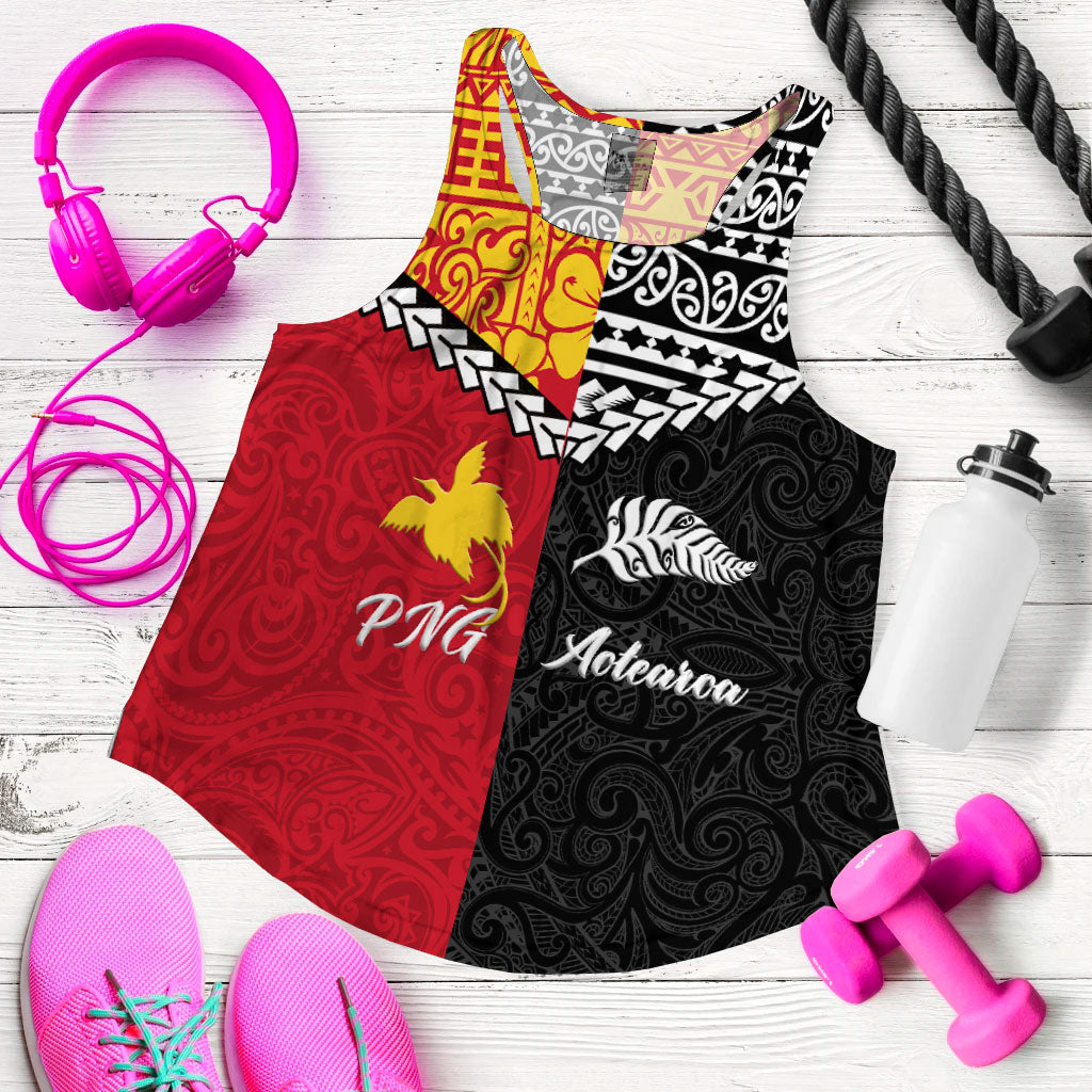 Papua New Guinea Combine New Zealand Maori Aotearoa Heritage Women Tank Top - LT12 - Polynesian Pride