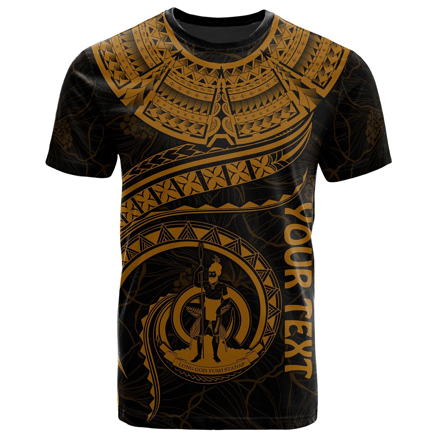 Vanuatu Polynesian Custom T Shirt Vanuatuan Waves (Golden) Unisex Golden - Polynesian Pride