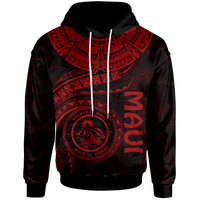 Polynesian Hawaii Hoodie Maui Polynesian Waves (Red) Unisex Red - Polynesian Pride