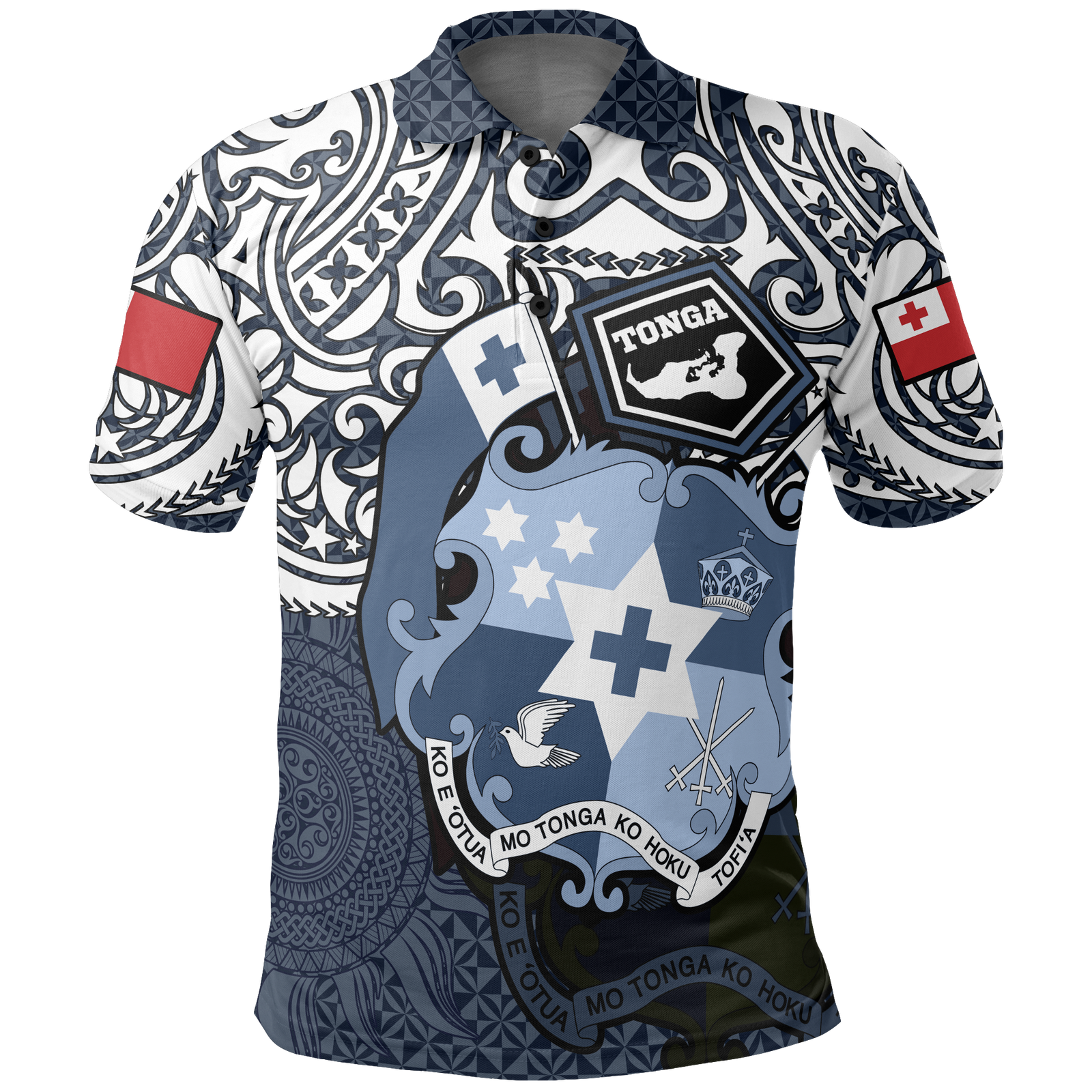 Tonga Polo Shirt Tongan FLag Coat Of Arms Pride (Blue) Unisex BLUE - Polynesian Pride