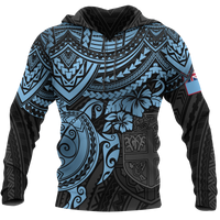 Fiji Polynesian Hoodie Blue Turtle Unisex BLUE - Polynesian Pride