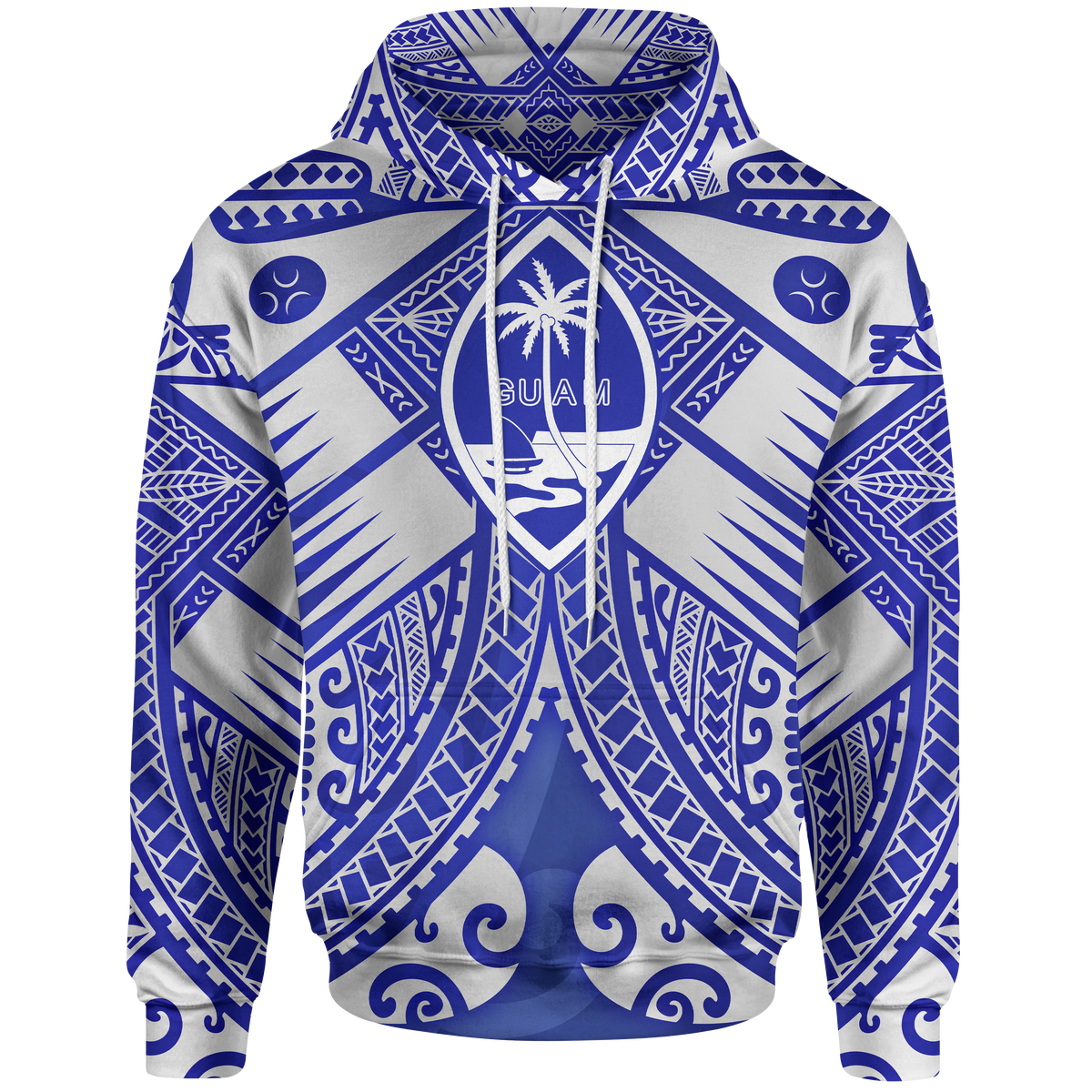 Guam Polynesian Hoodie Guam White Seal with Polynesian Tattoo Ver 02 Unisex White - Polynesian Pride