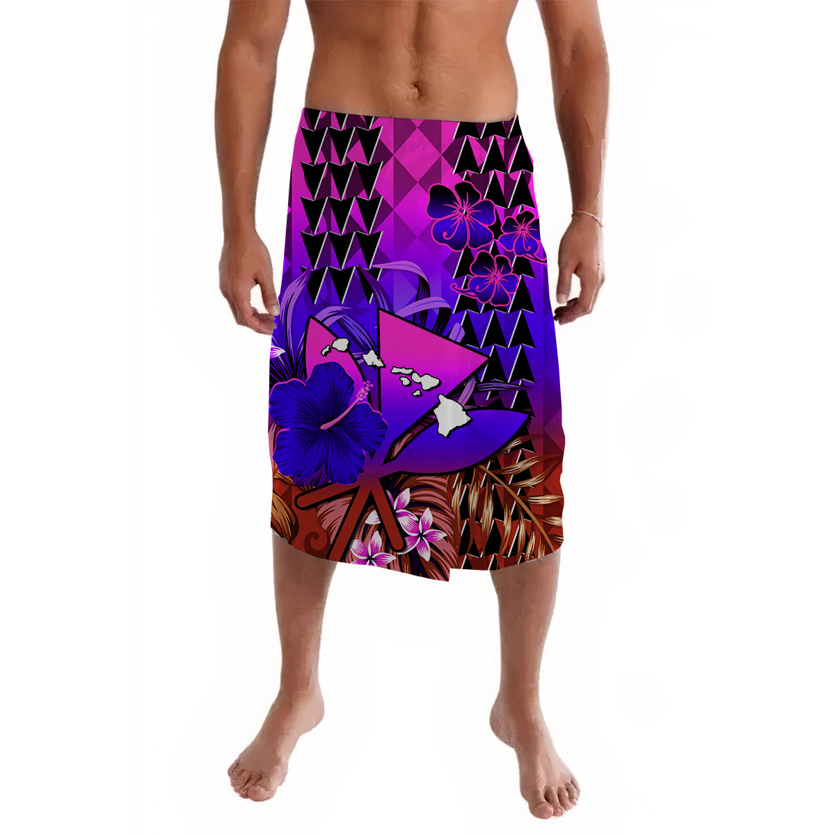 Hawaii Flowers Lavalava Purple Tribal Pattern Hawaiian LT13 Purple - Polynesian Pride