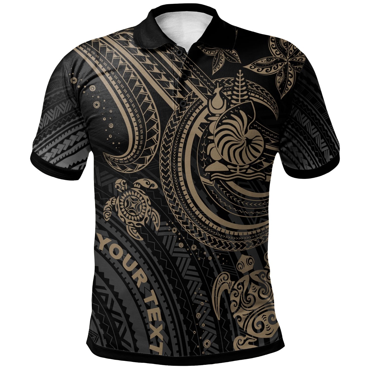 New Caledonia Custom Polo Shirt Gold Turtle Unisex Gold - Polynesian Pride