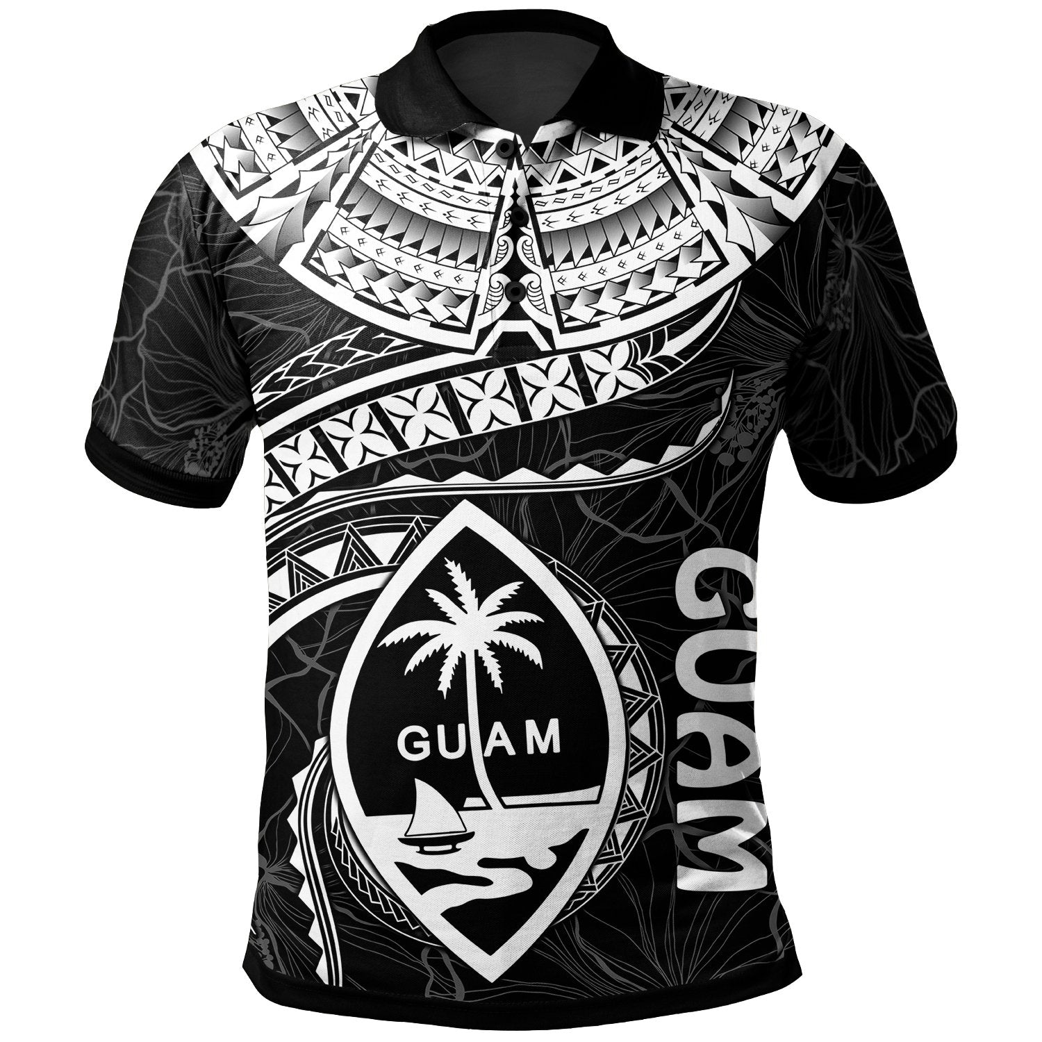 Guam Polynesian Polo Shirt Guam Waves (White) Unisex White - Polynesian Pride