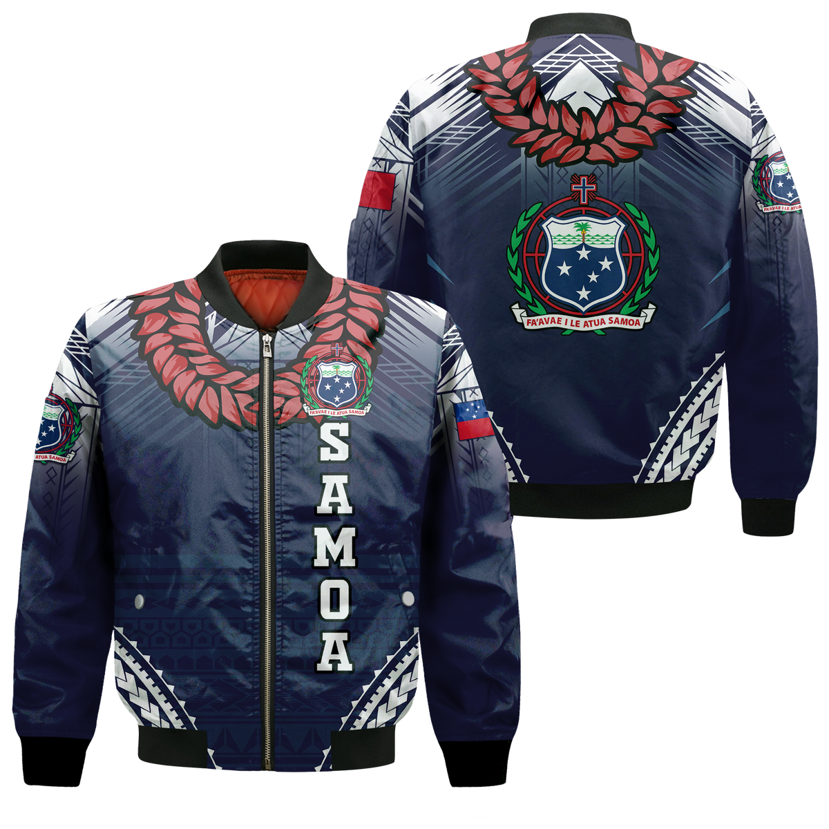 Samoan Ula Fala Art Bomber Jacket - LT12 Bomber Jacket Blue - Polynesian Pride