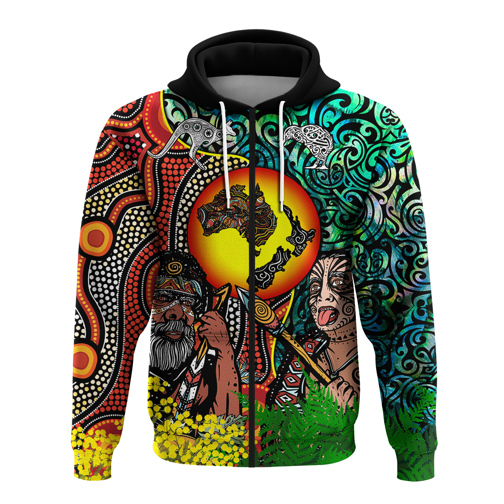 Australia Aboriginal Kangaroo Combine New Zealand Maori Kiwi Bird Hoodie LT2 - Polynesian Pride