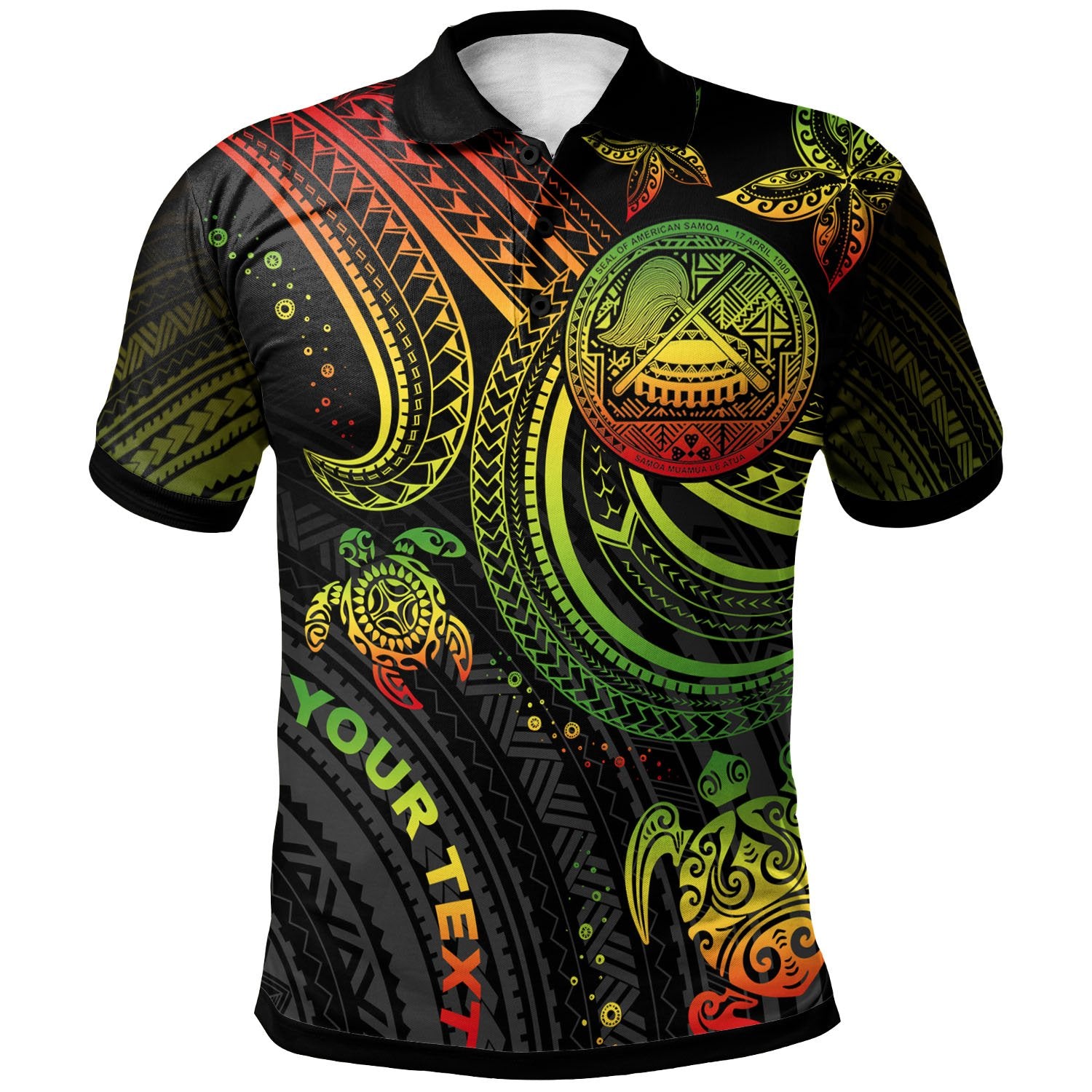 American Samoa Custom Polo Shirt Reggae Turtle Unisex Reggae - Polynesian Pride