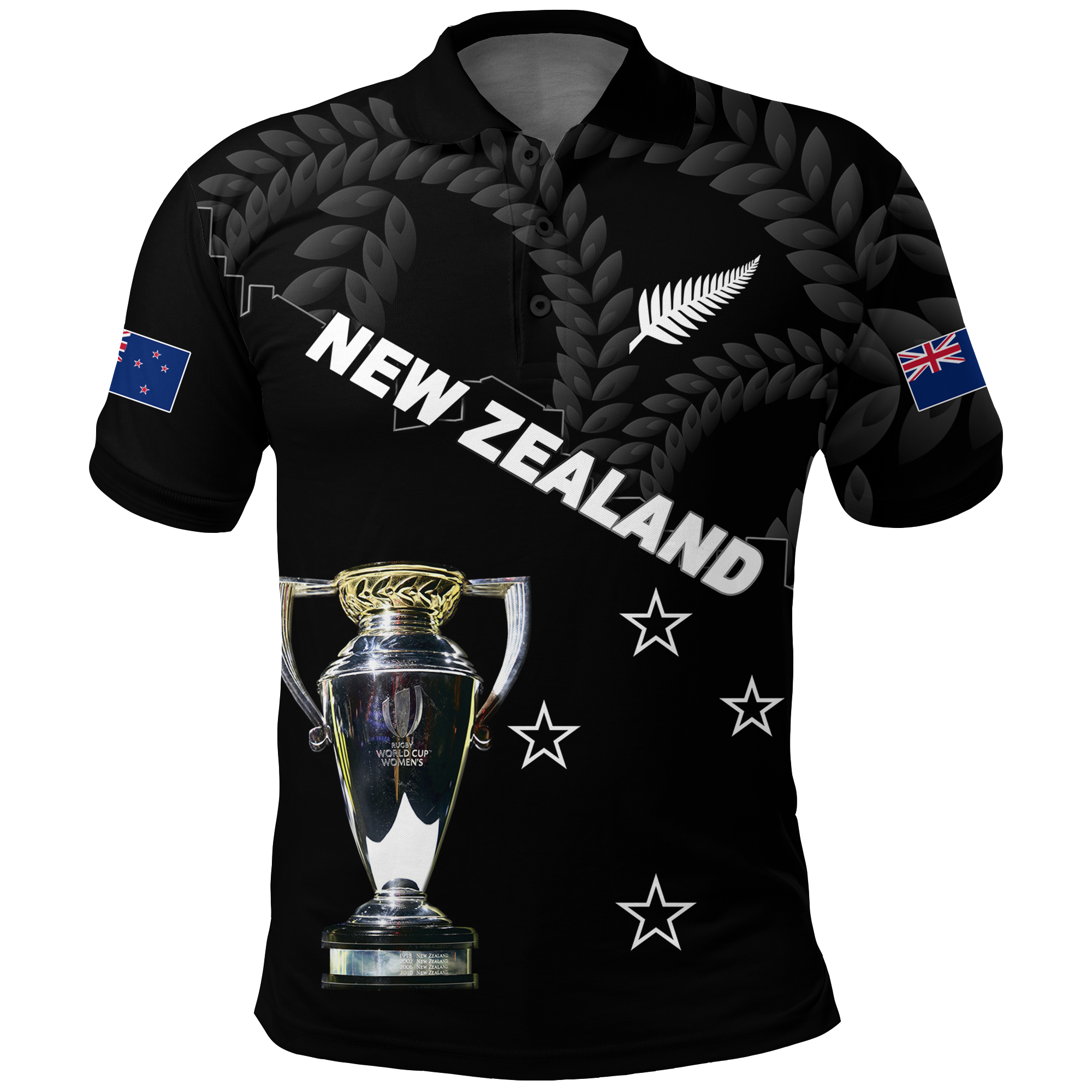 Custom New Zealand Champions Rugby 2022 Polo Shirt LT12 Black - Polynesian Pride