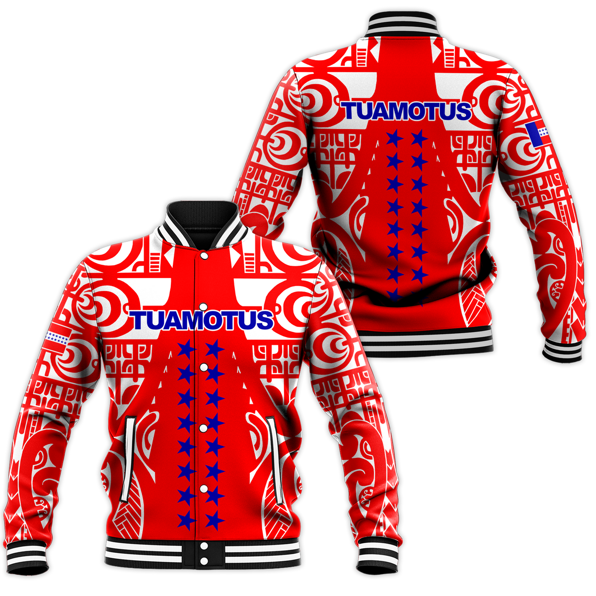 Tuamotu Archipelago Tribal Tattoo Baseball Jacket - LT12 Unisex Red - Polynesian Pride