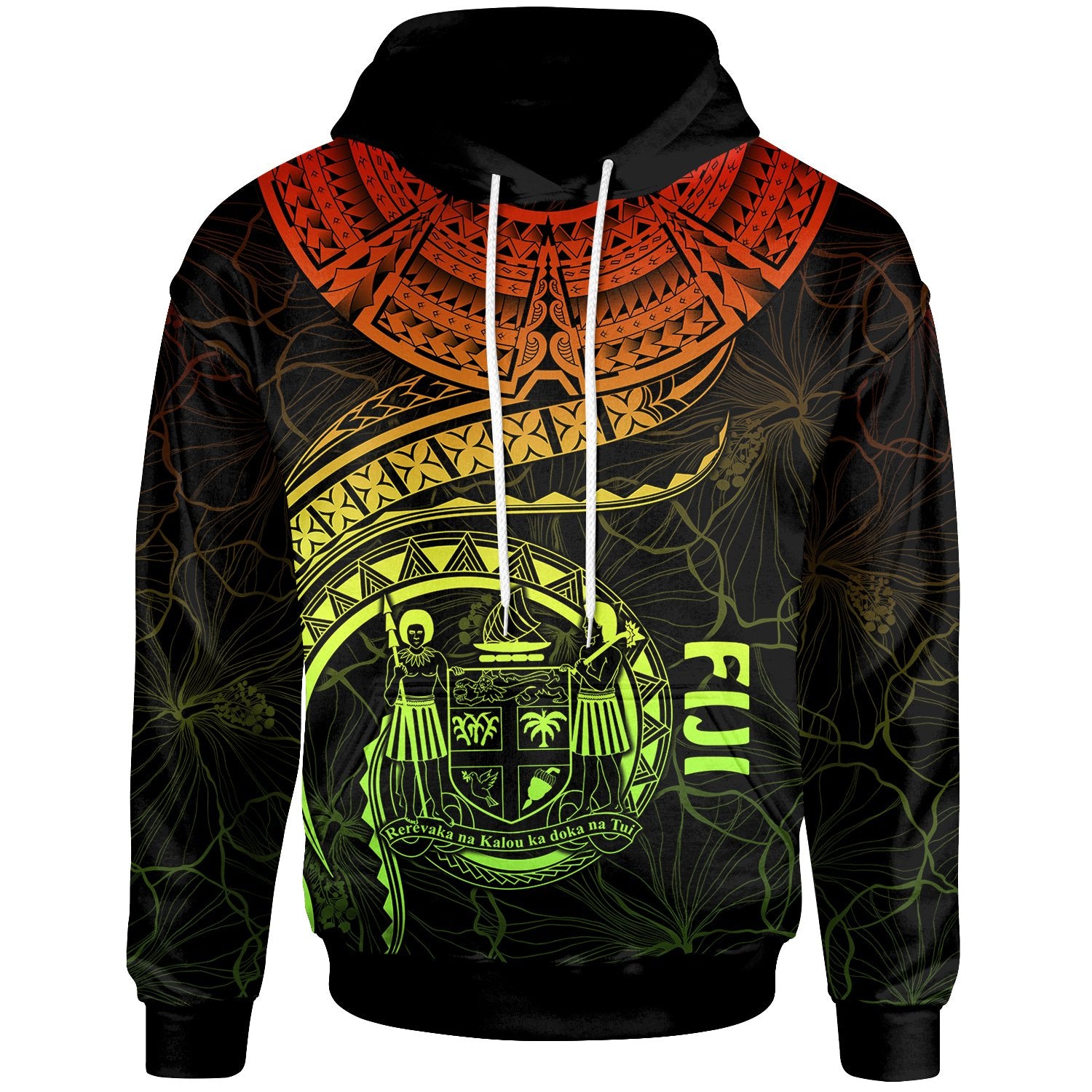 Fiji Polynesian Hoodie Fiji Waves (Reggae) Unisex Reggae - Polynesian Pride