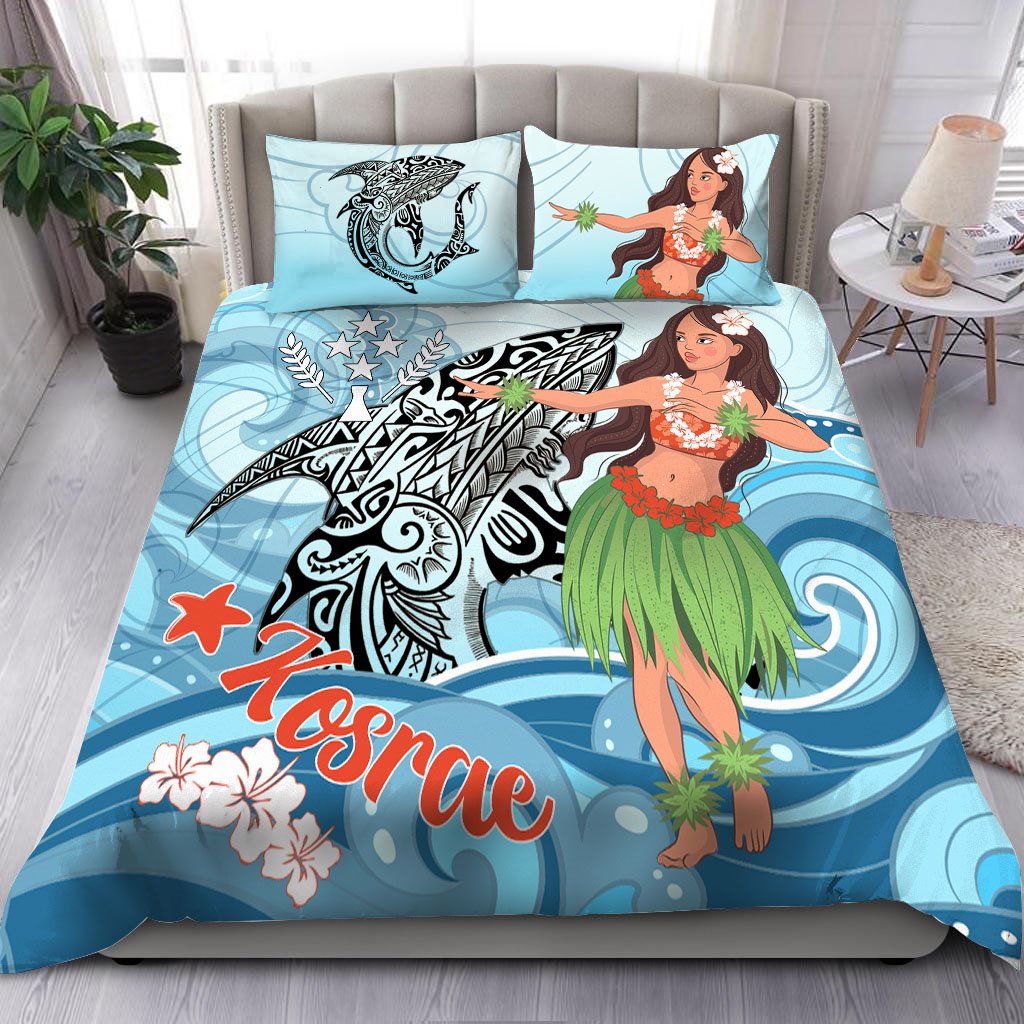 Kosrae Bedding Set - Polynesian Girls With Shark Blue - Polynesian Pride