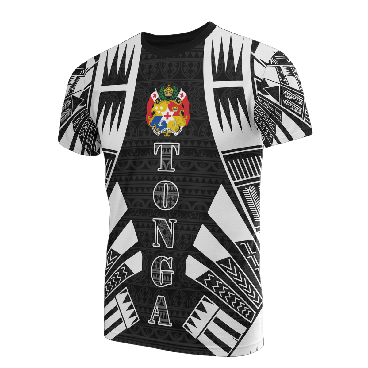 Tonga T Shirt Tonga Coat of Arms Polynesian Tattoo Style Unisex Black - Polynesian Pride