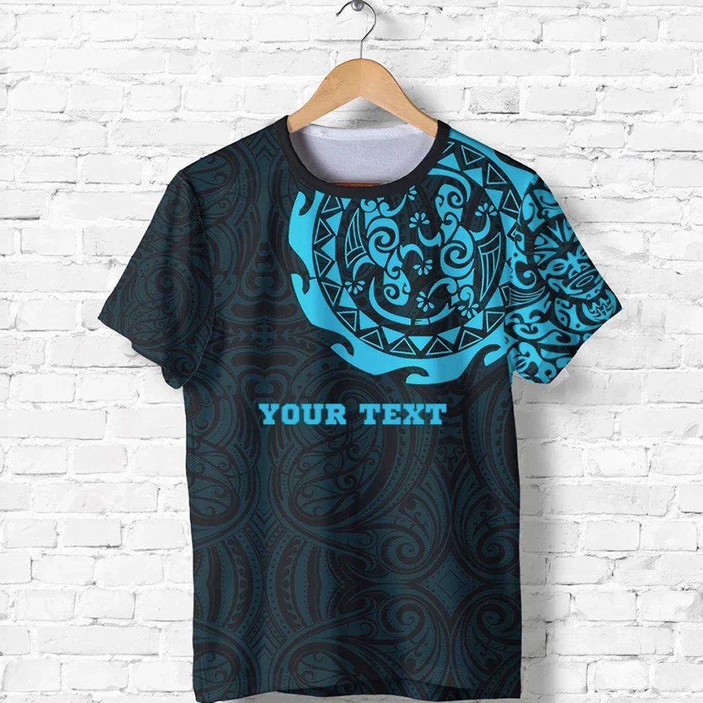 New Zealand Customized Shirt, Maori Tangaroa Tattoo Personalize Blue T Shirt Unisex Black - Polynesian Pride