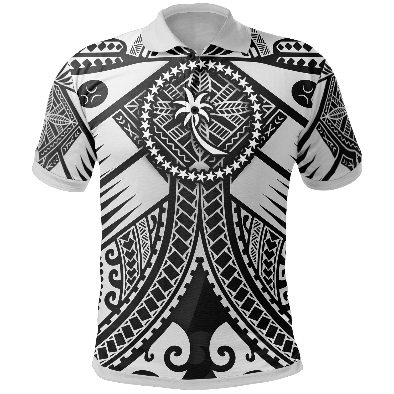 Chuuk Polo Shirt White Seal with Polynesian Tattoo Unisex White - Polynesian Pride