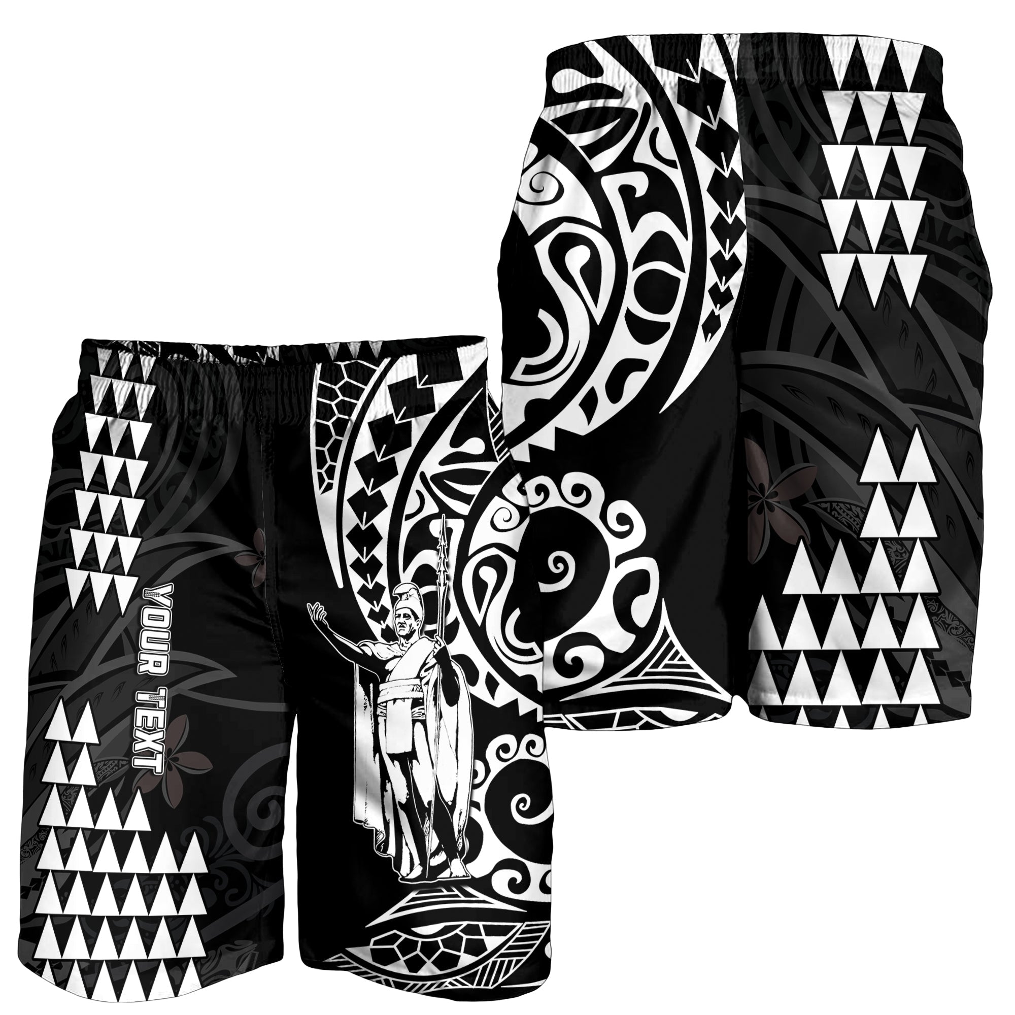 (Custom Personalised) Hawaii Day Kakau Men Shorts Proud To Be Hawaiian Black King Kamehameha LT13 Black - Polynesian Pride