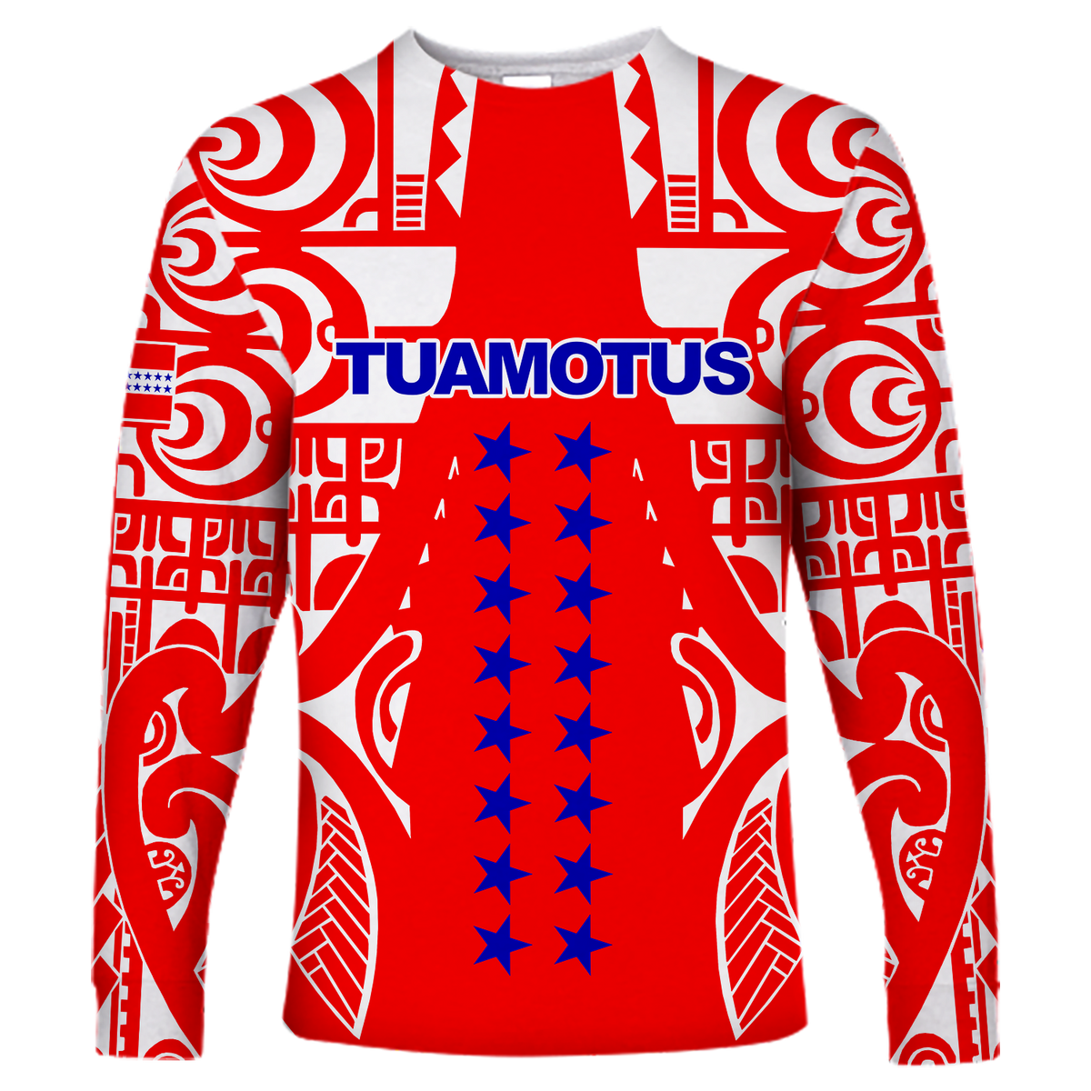 Tuamotu Archipelago Tribal Tattoo Long Sleeve Shirt - LT12 Unisex Red - Polynesian Pride