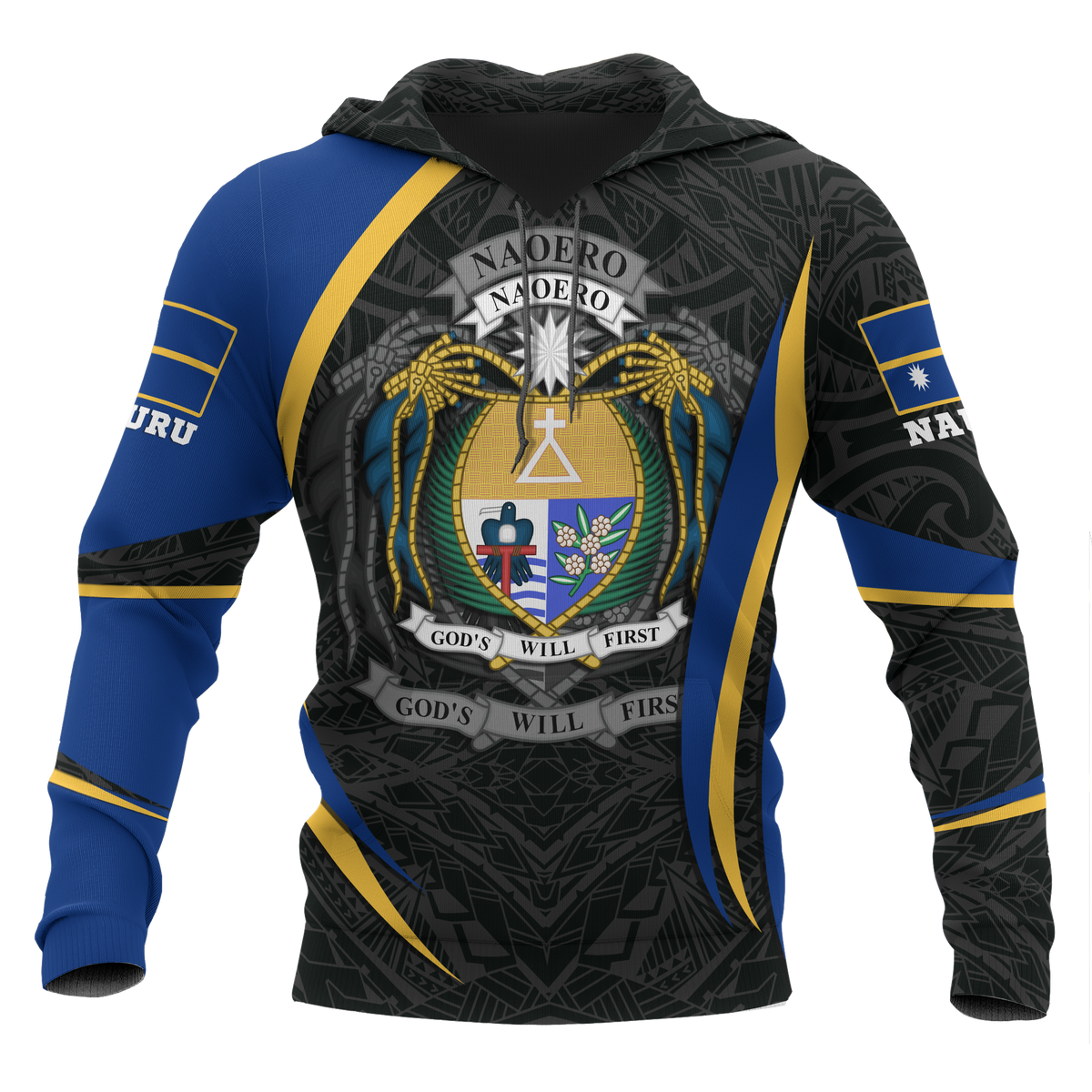 Nauru Polynesian Hoodie Nauru Spirit (Original) Unisex Blue - Polynesian Pride