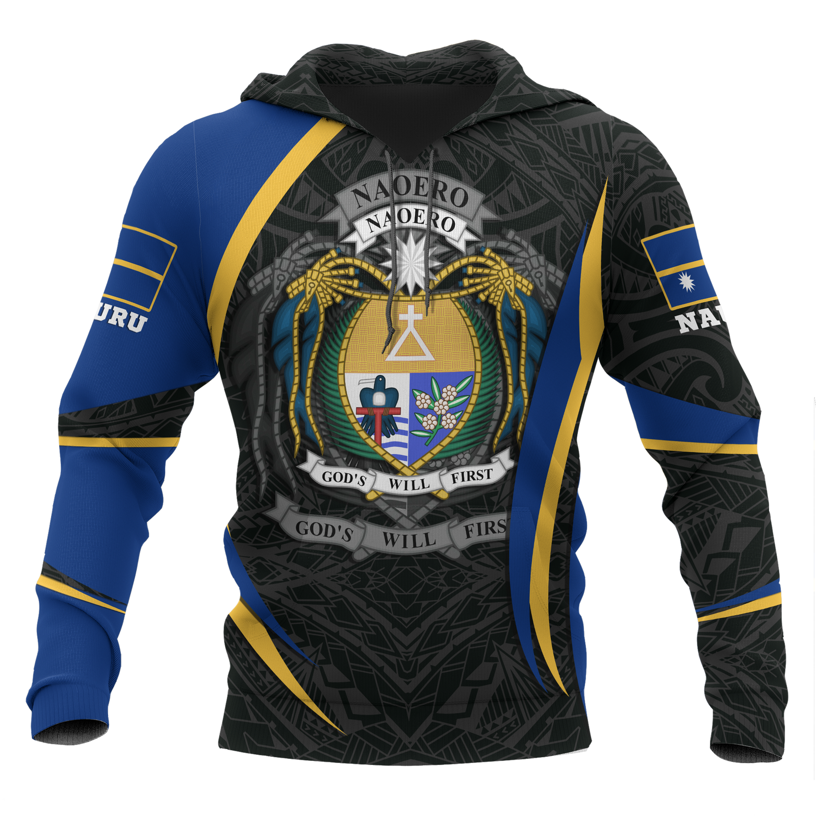 Nauru Polynesian Hoodie Nauru Spirit (Original) Unisex Blue - Polynesian Pride