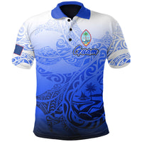 Guam Polo Shirt Tribal Tattoo With Seal Unisex Blue - Polynesian Pride