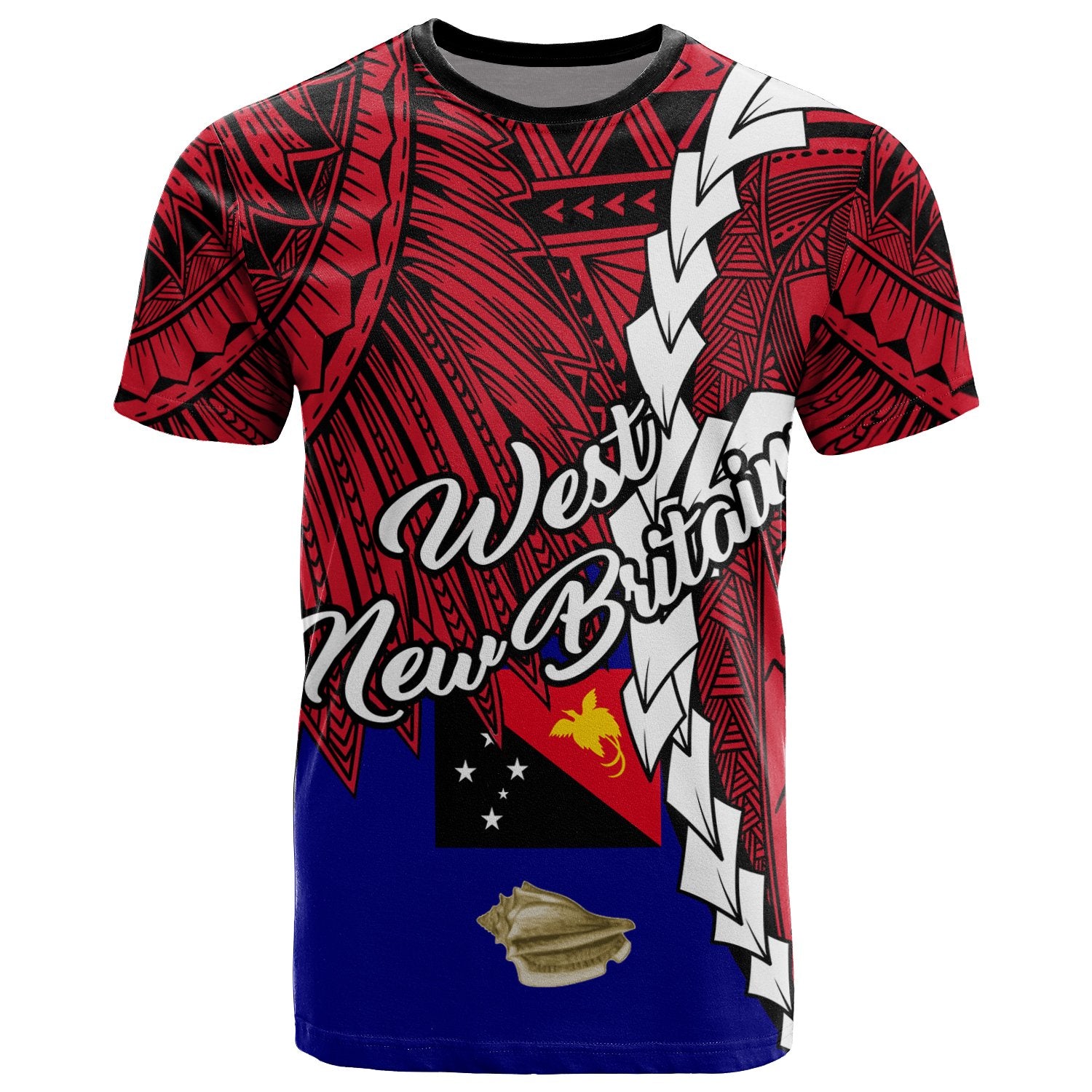 Papua New Guinea West New Britain Province Polynesian T Shirt Tribal Wave Tattoo Unisex RED - Polynesian Pride