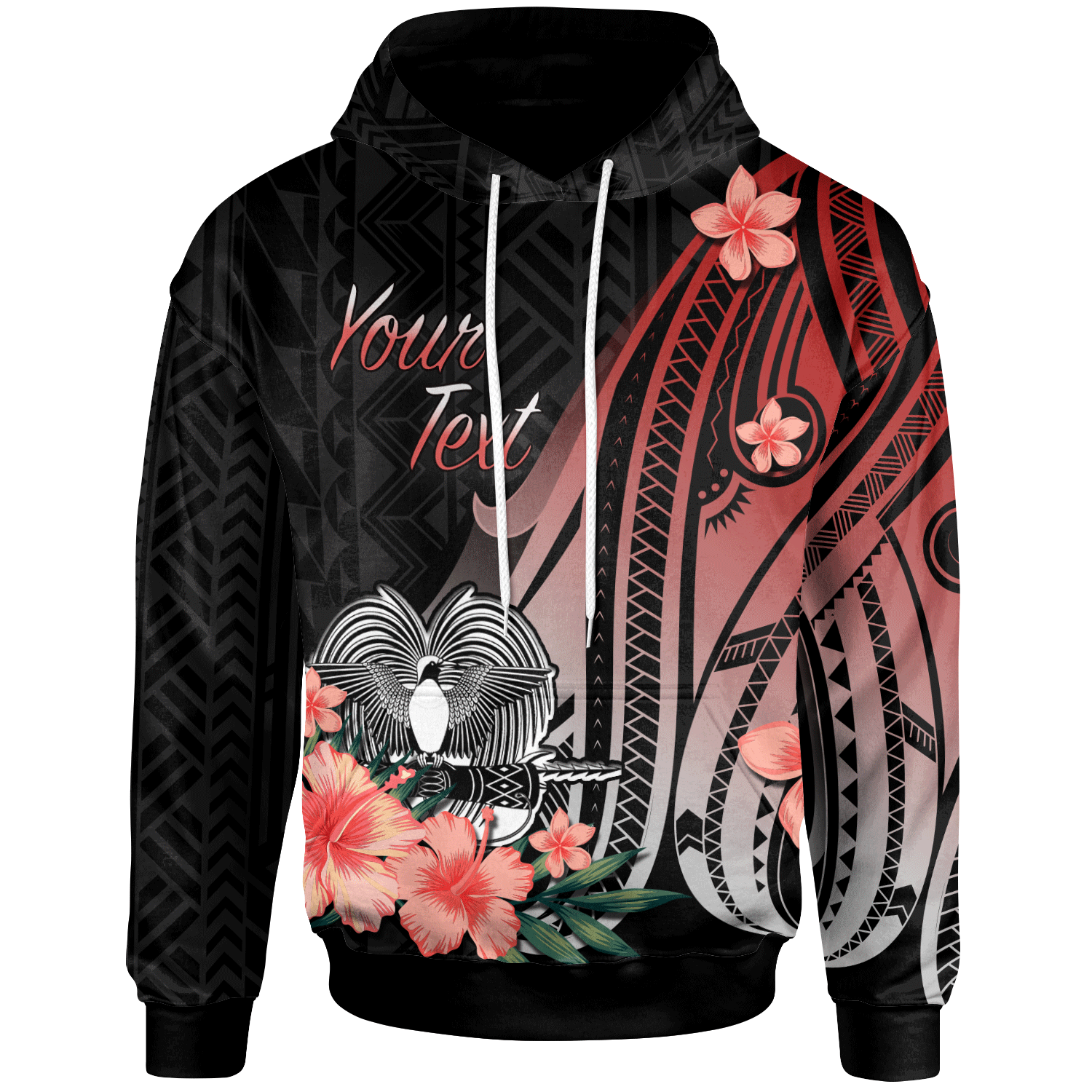 Papua New Guinea Custom Hoodie Red Polynesian Hibiscus Pattern Style Unisex Red - Polynesian Pride