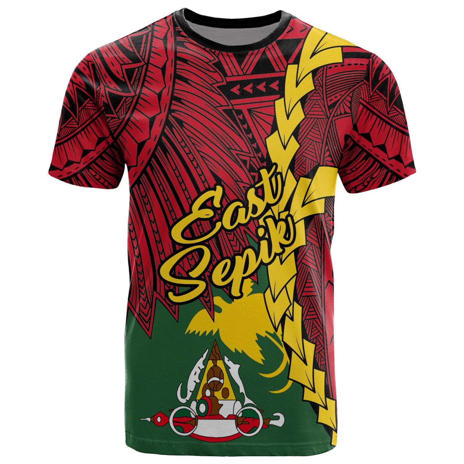 Papua New Guinea East Sepik Province Polynesian T Shirt Tribal Wave Tattoo Unisex RED - Polynesian Pride