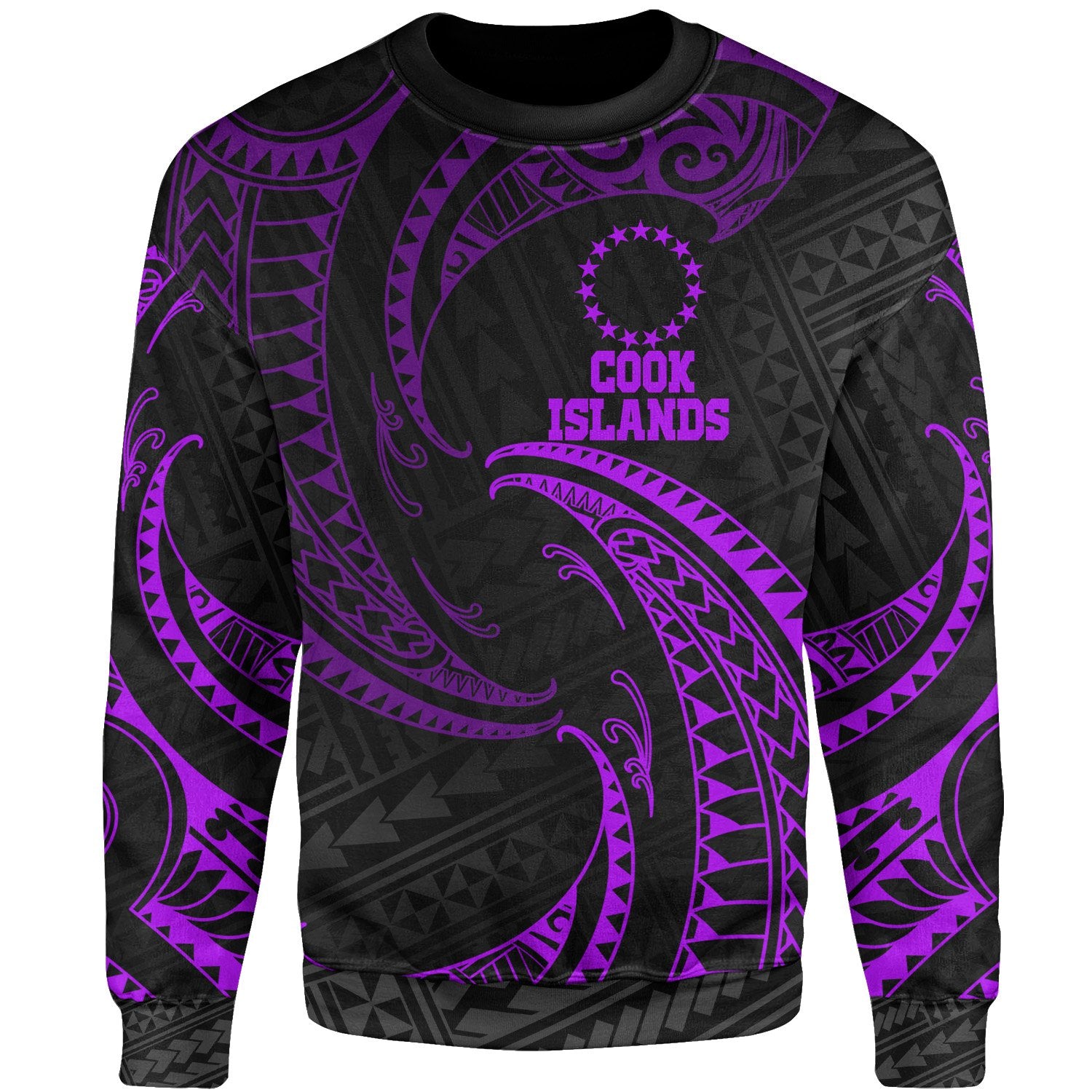 Cook Islands Polynesian Sweater - Purple Tribal Wave Unisex Purple - Polynesian Pride