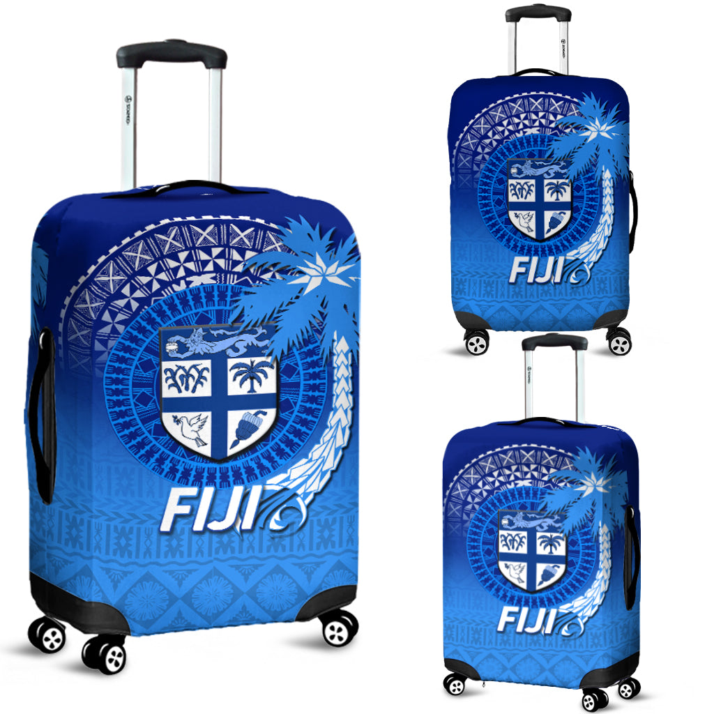 Fiji Tapa Tribal Coconut Tree Luggage Covers - LT12 Luggage Covers Blue - Polynesian Pride