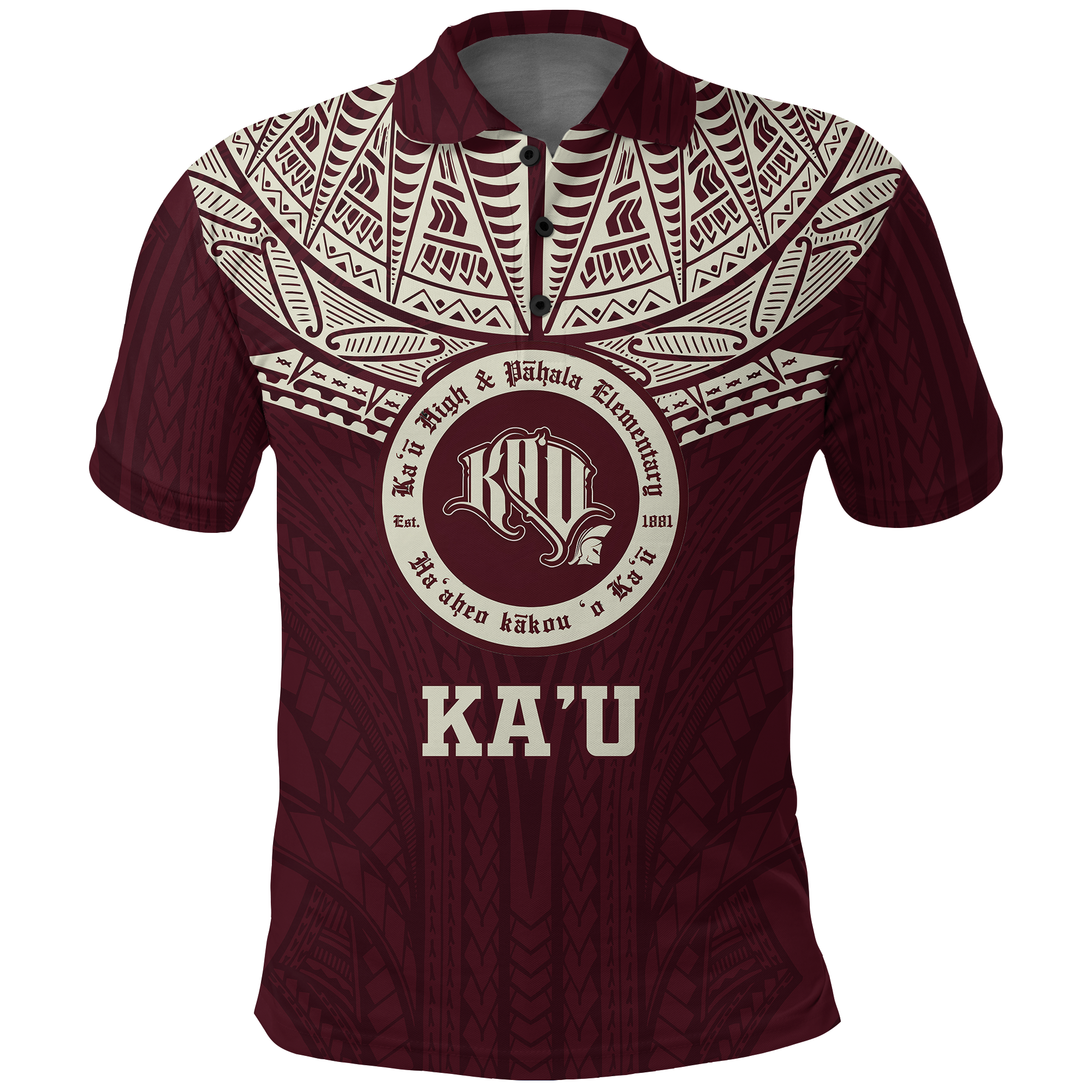 Hawaii Kau High and Pahala Elementary School Pride Polo Shirt LT12 Unisex Red - Polynesian Pride
