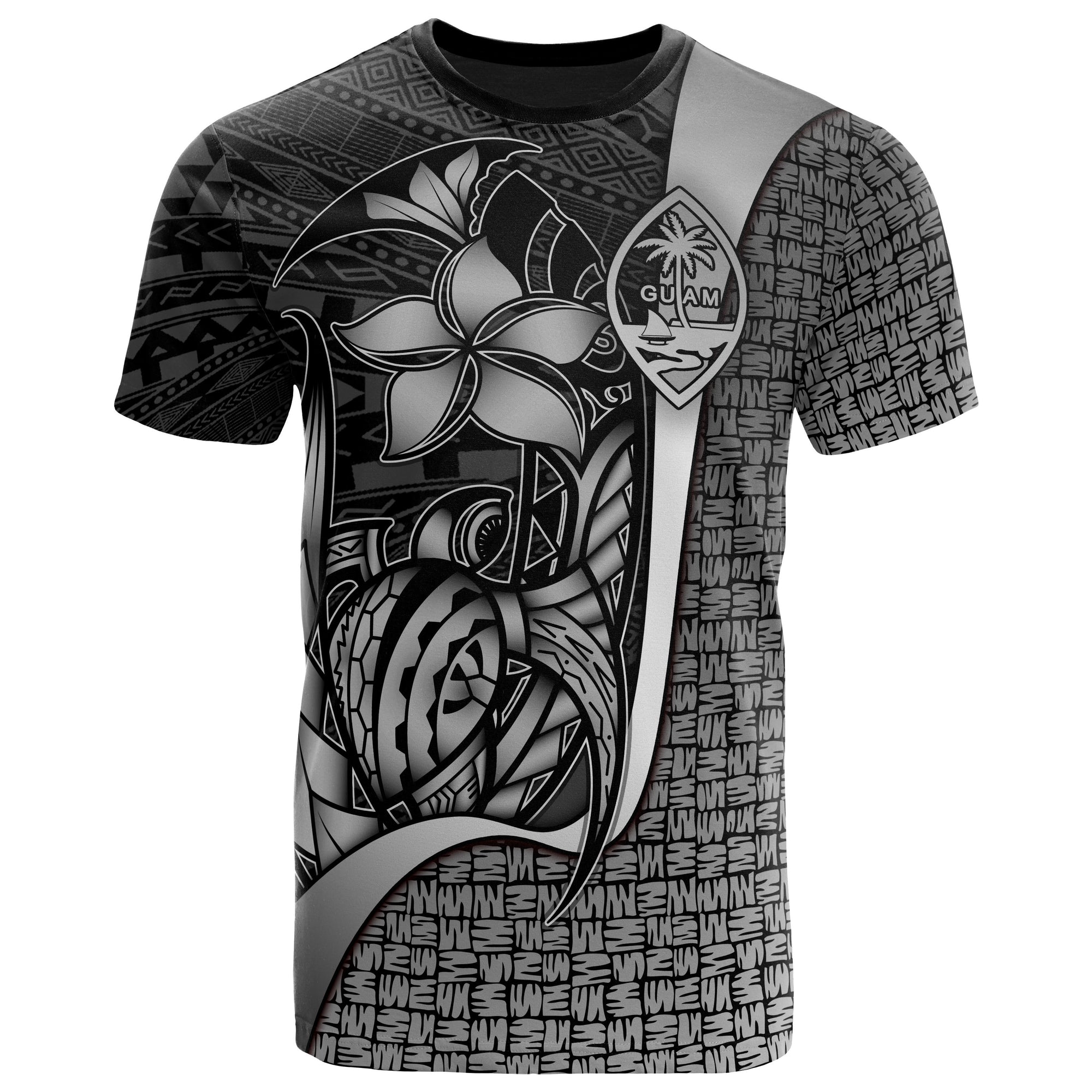 Guam Polynesian T Shirt White Turtle with Hook Unisex WHITE - Polynesian Pride