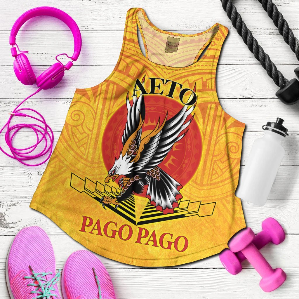 American Samoa Custom Personalised Women's Racerback Tank - Pago Pago Aeto (Ver 2) Yellow - Polynesian Pride