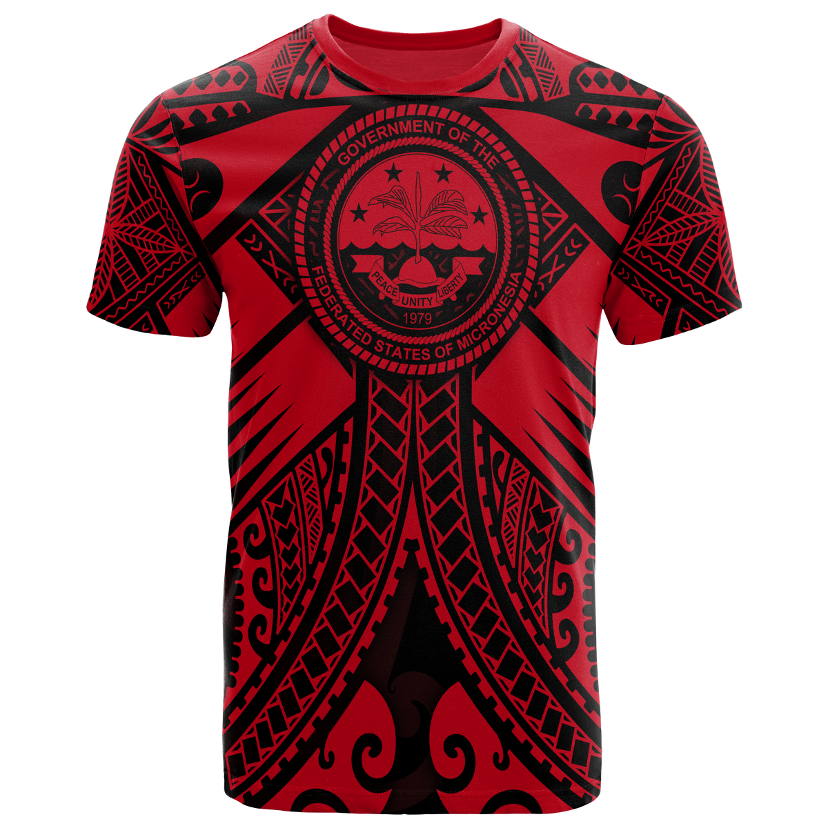 FSM T Shirt Red Seal with Polynesian Tattoo Unisex Red - Polynesian Pride