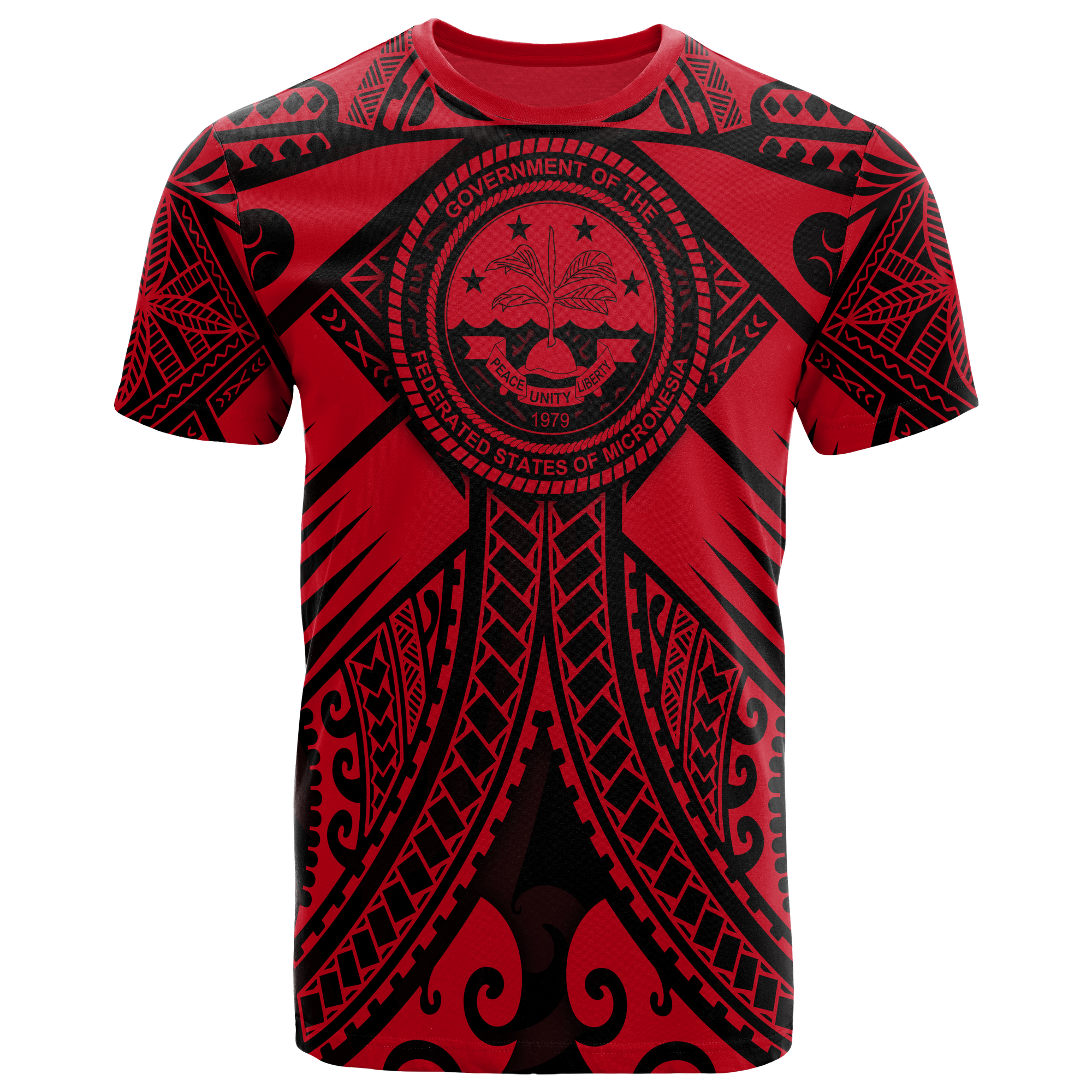 FSM T Shirt Red Seal with Polynesian Tattoo Unisex Red - Polynesian Pride