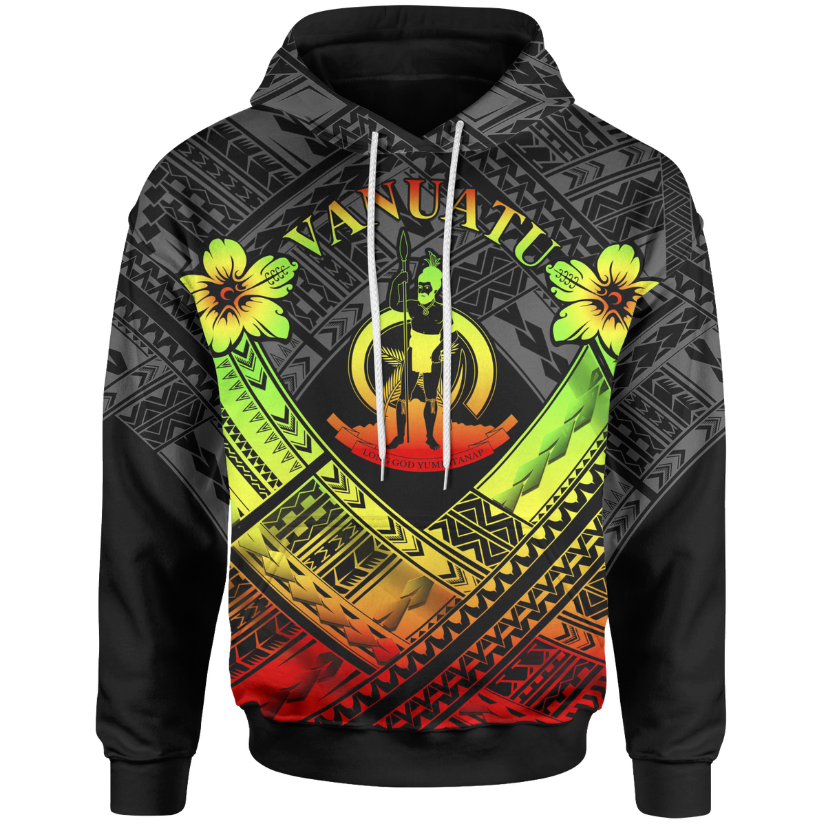 Vanuatu Polynesian Hoodie Vanuatu Reggae Seal Camisole Hibiscus Style Unisex Reggae - Polynesian Pride