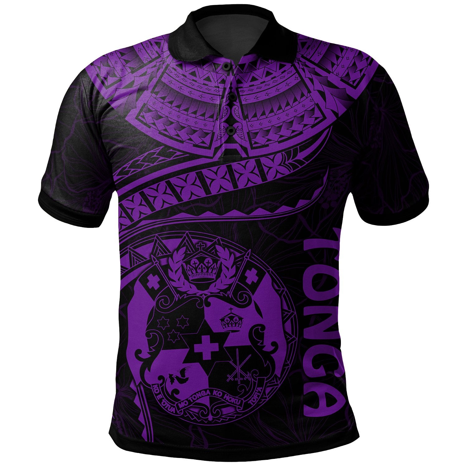 Tonga Polynesian Polo Shirt Tonga Waves (Purple) Unisex Black - Polynesian Pride