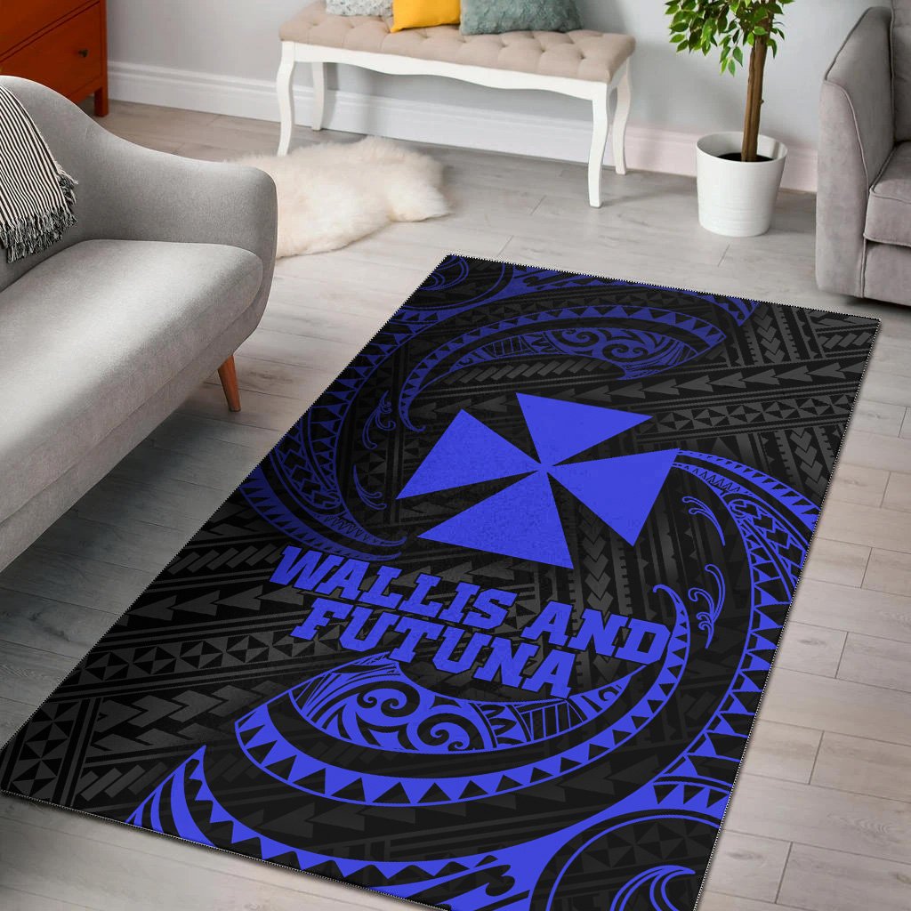 Wallis And Futuna Polynesian Area Rug - Blue Tribal Wave Blue - Polynesian Pride