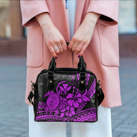 Hawaii Turtle With Hibiscus Tribal Purple Shoulder Handbag - LT12 One Size Purple - Polynesian Pride