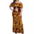 Castle High School Tropical Flower Off Shoulder Dress Ver01 - LT12 Long Dress Orange - Polynesian Pride