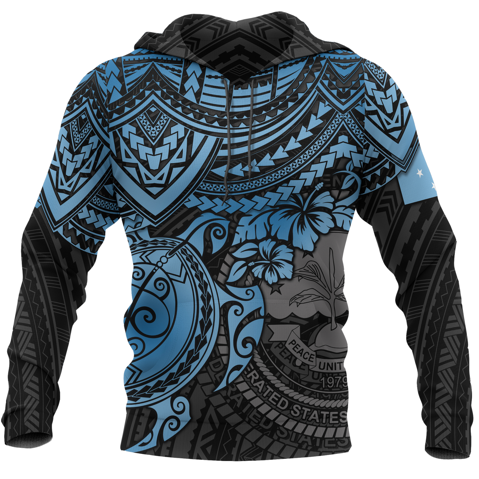 Federated States of Micronesia Hoodie Blue Turtle Unisex BLUE - Polynesian Pride