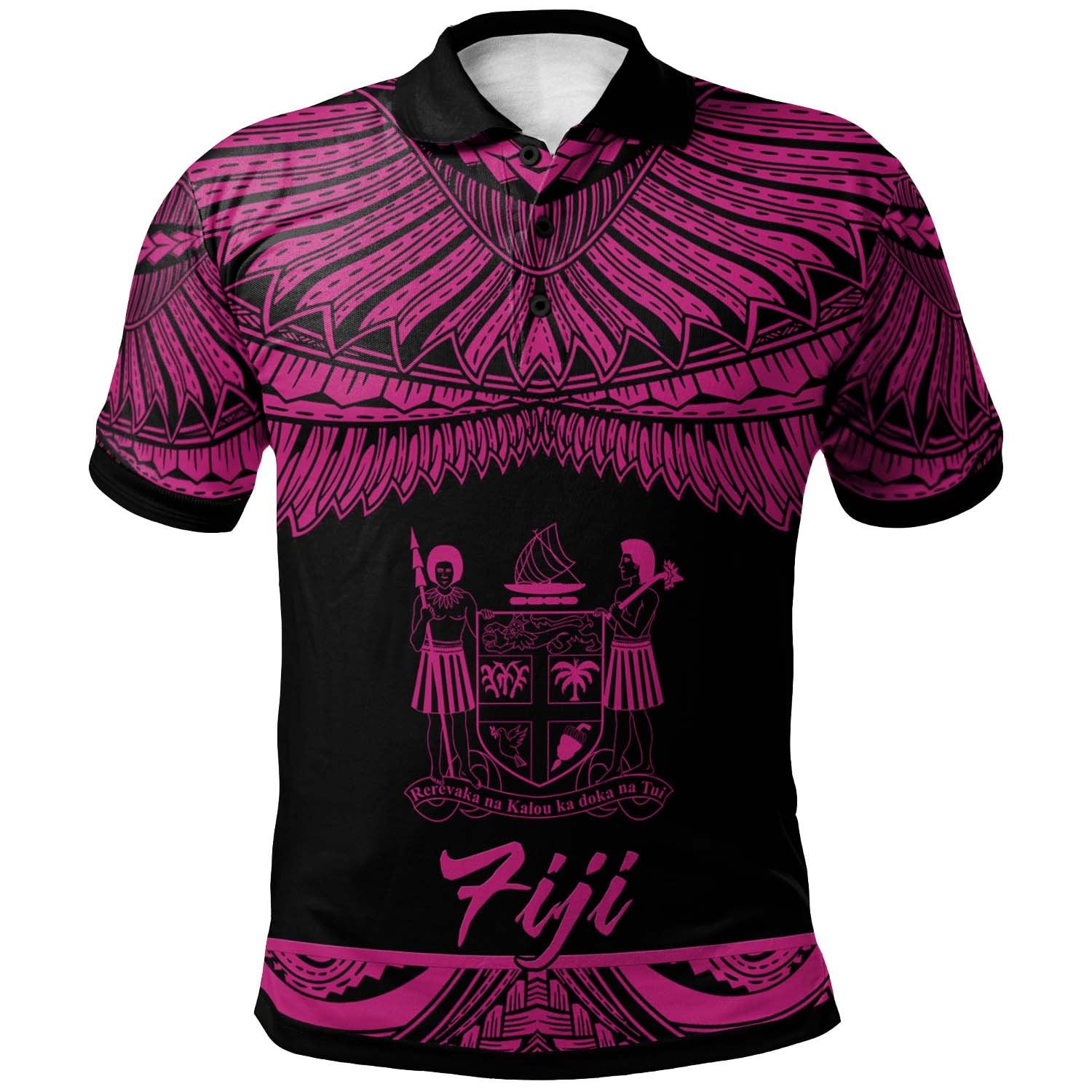 Fiji Polo Shirt Polynesian Tattoo Pink Version Unisex Pink - Polynesian Pride