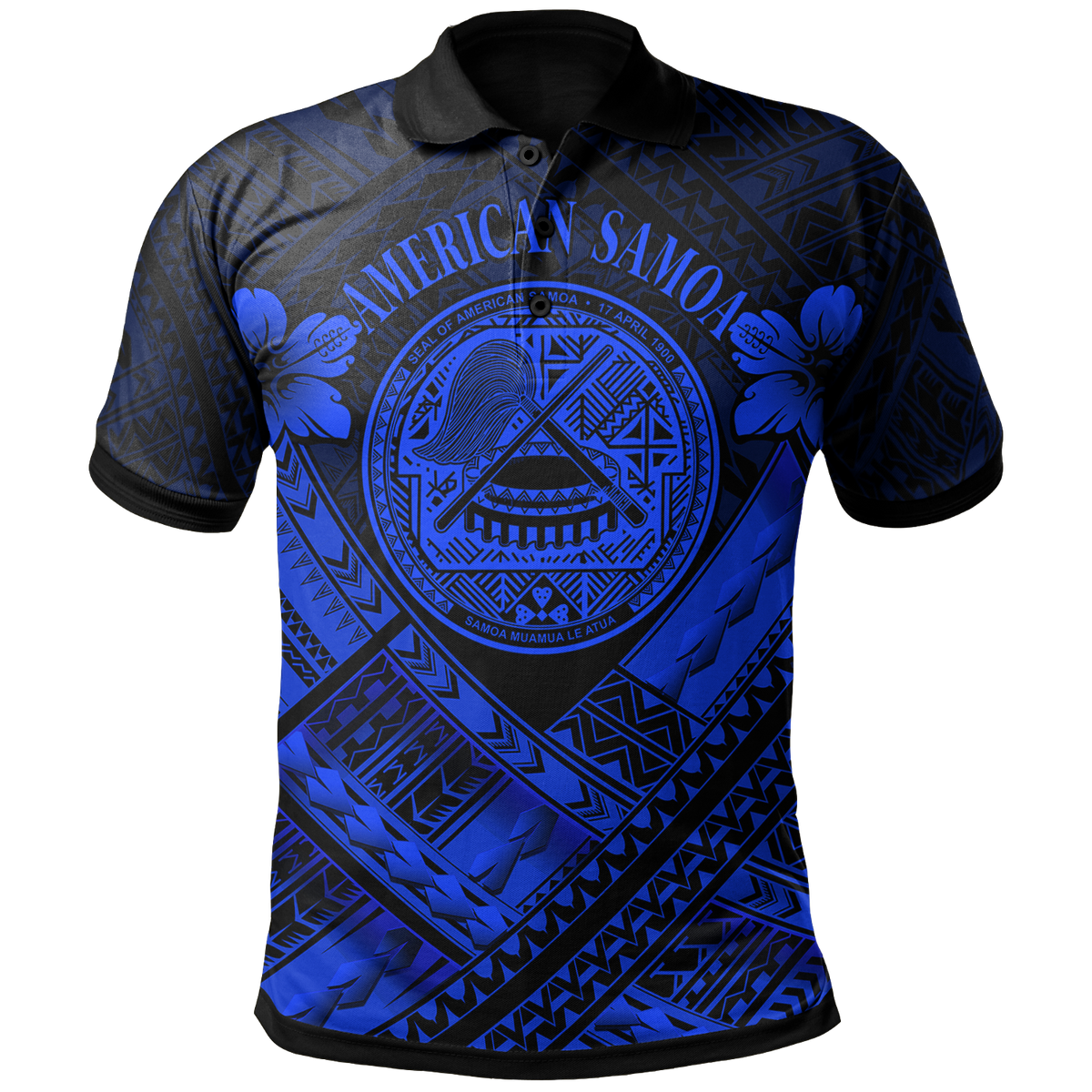 American Samoa Polo Shirt AS Blue Seal Polynesian Patterns Unisex Blue - Polynesian Pride