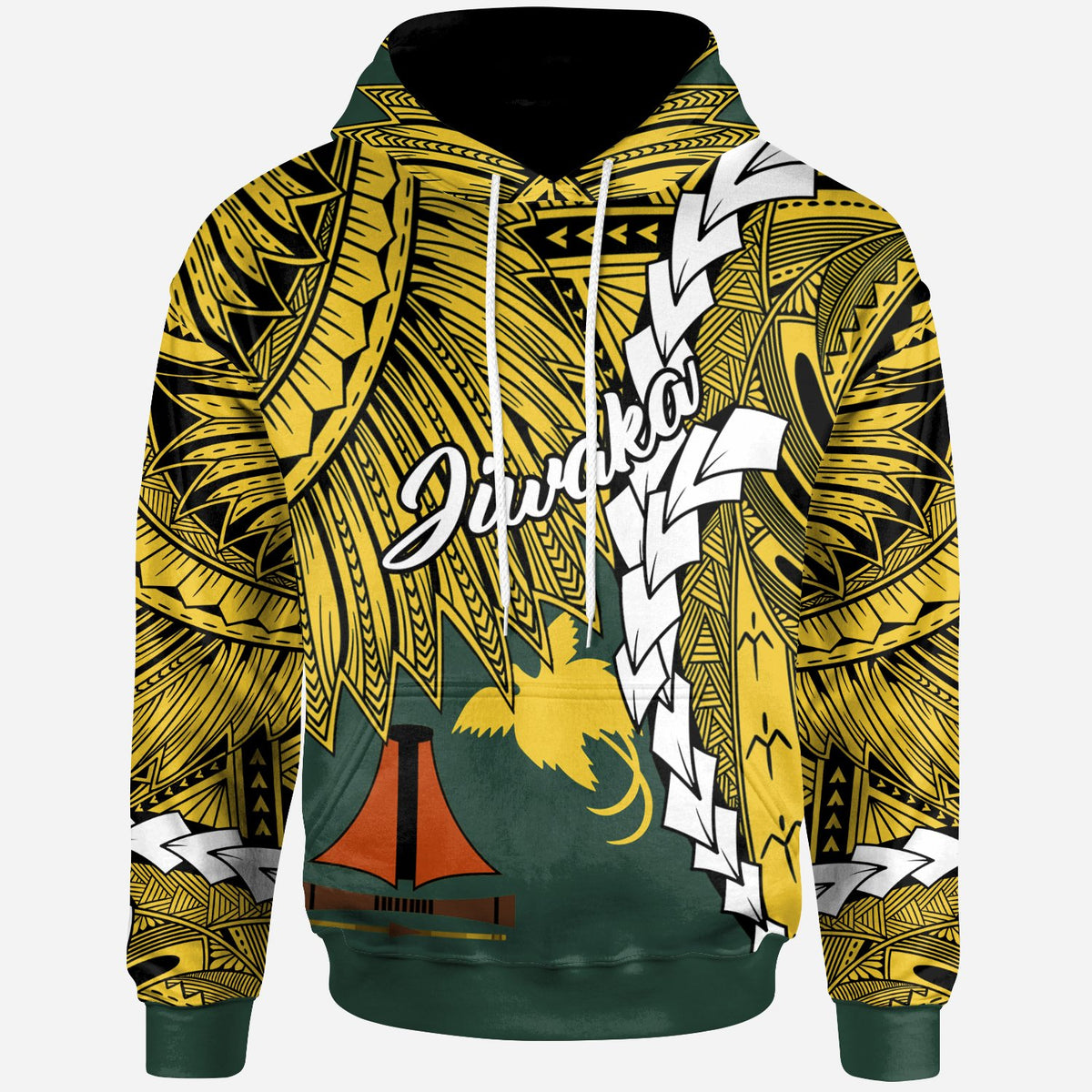 Papua New Guinea Jiwaka Province Polynesian Zip Hoodie Tribal Wave Tattoo Unisex Yellow - Polynesian Pride