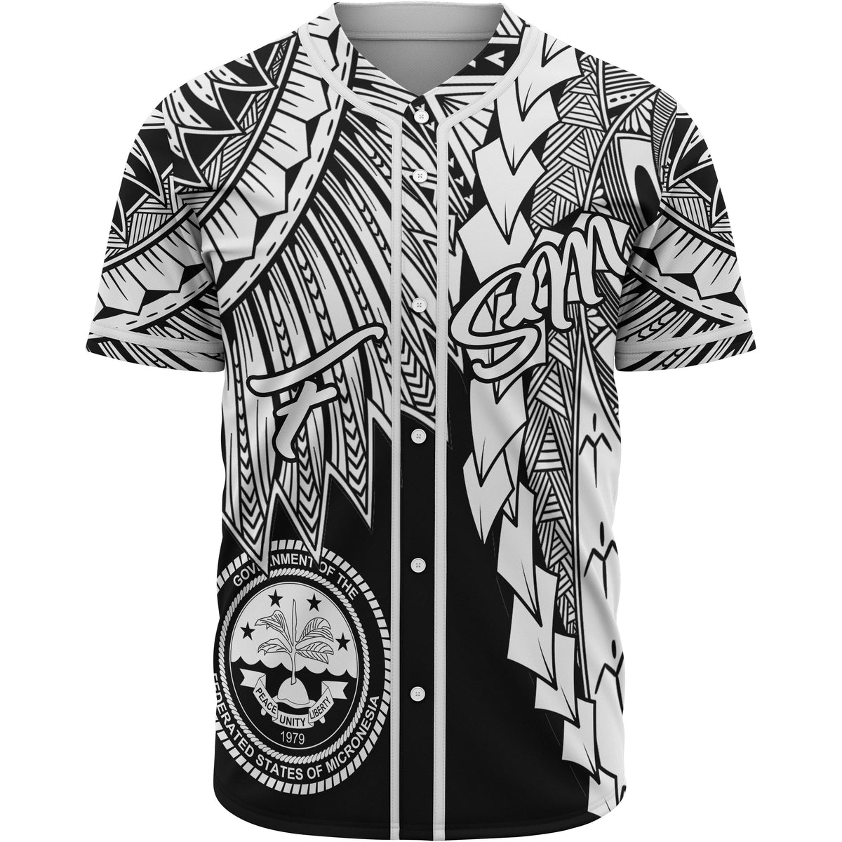 Federated States Of Micronesia Polynesian Baseball Shirt - Tribal Wave Tattoo White Unisex White - Polynesian Pride