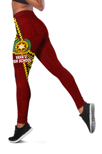 Tonga Vava'u High School Tongan Patterns Legging - LT12 Red - Polynesian Pride