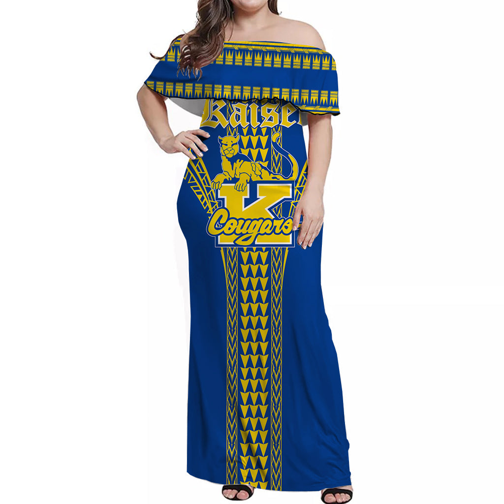 Hawaii Kaiser High School Off Shoulder Long Dress - LT12 Long Dress Blue - Polynesian Pride